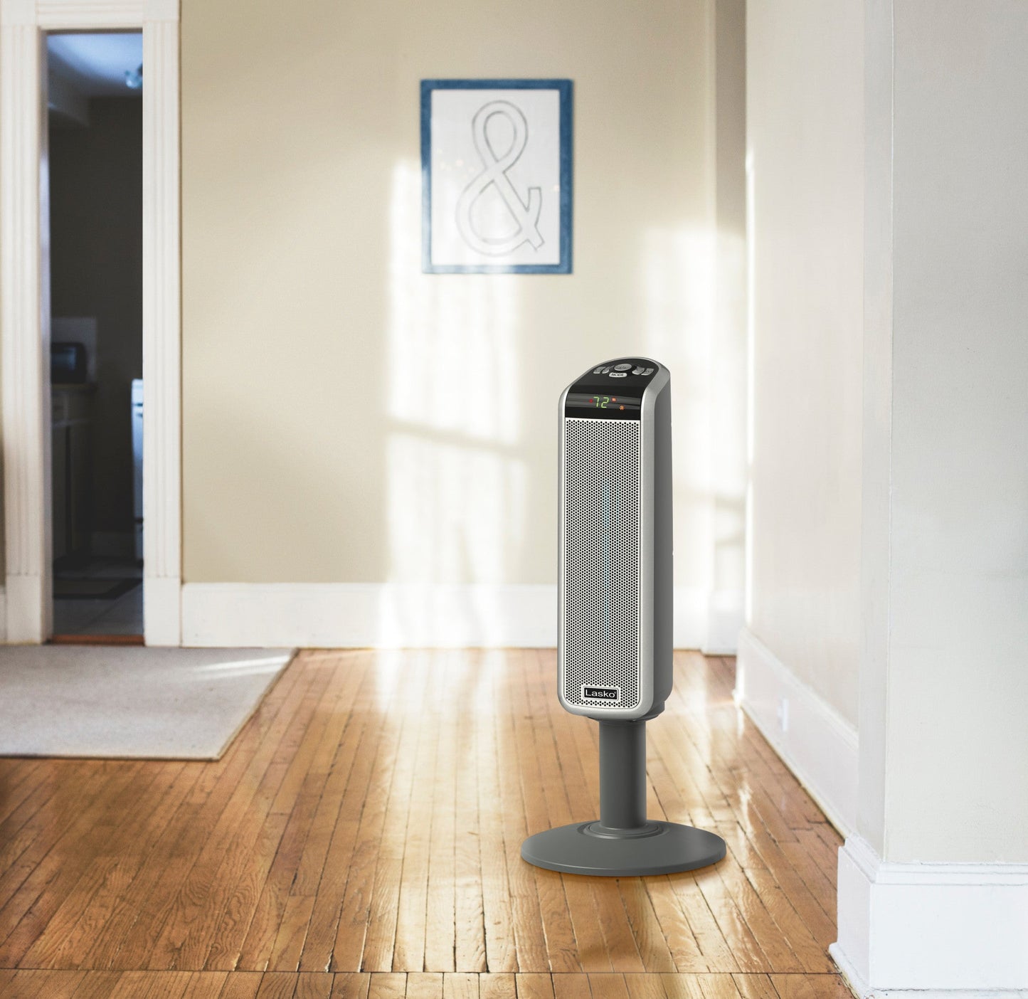 Lasko 1500W Electric Ceramic Pedestal Space Heater with Remote, 5397, Black