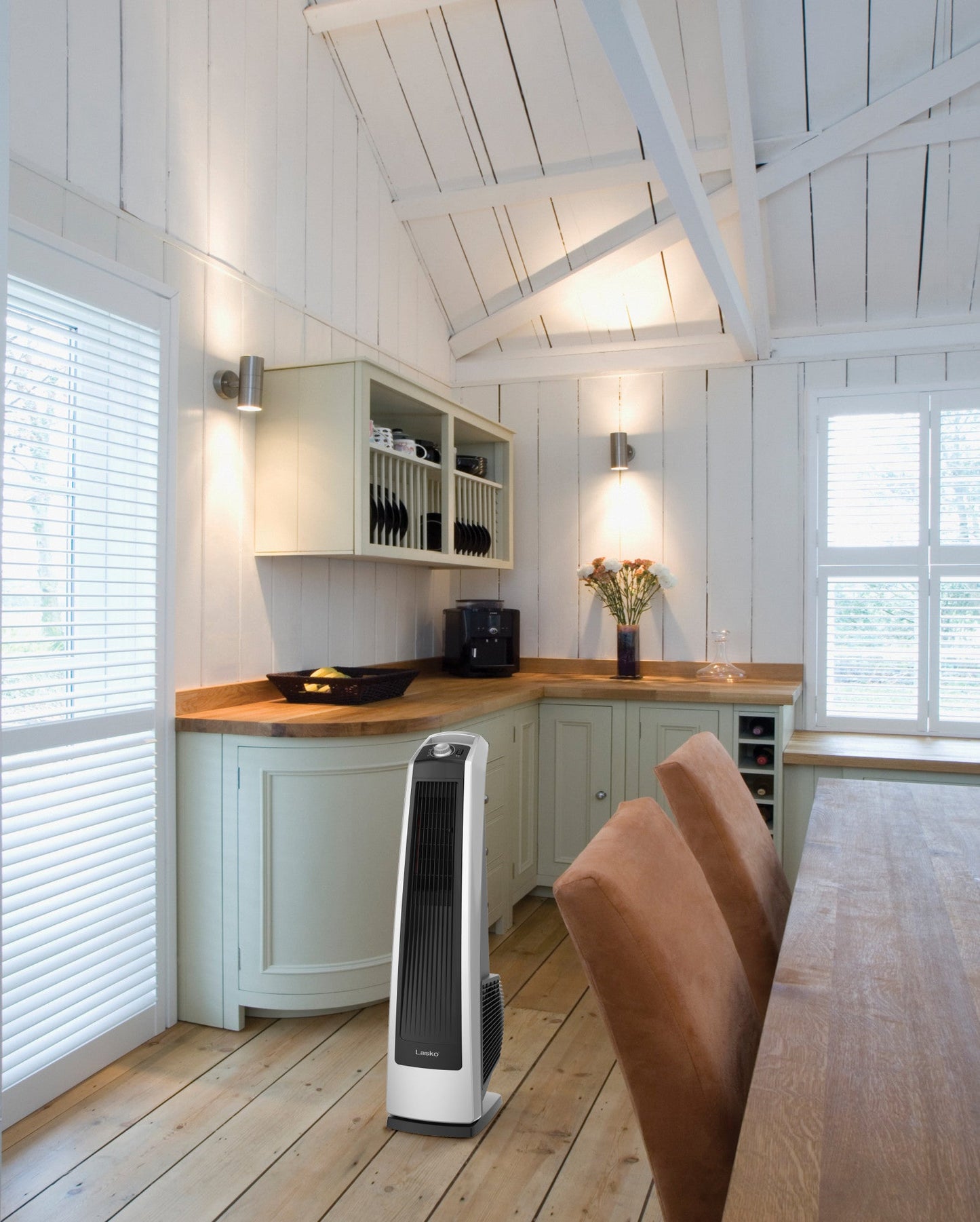 Lasko Oscillating High Velocity Tower Fan with 3 Speeds, U35105, Gray/Black