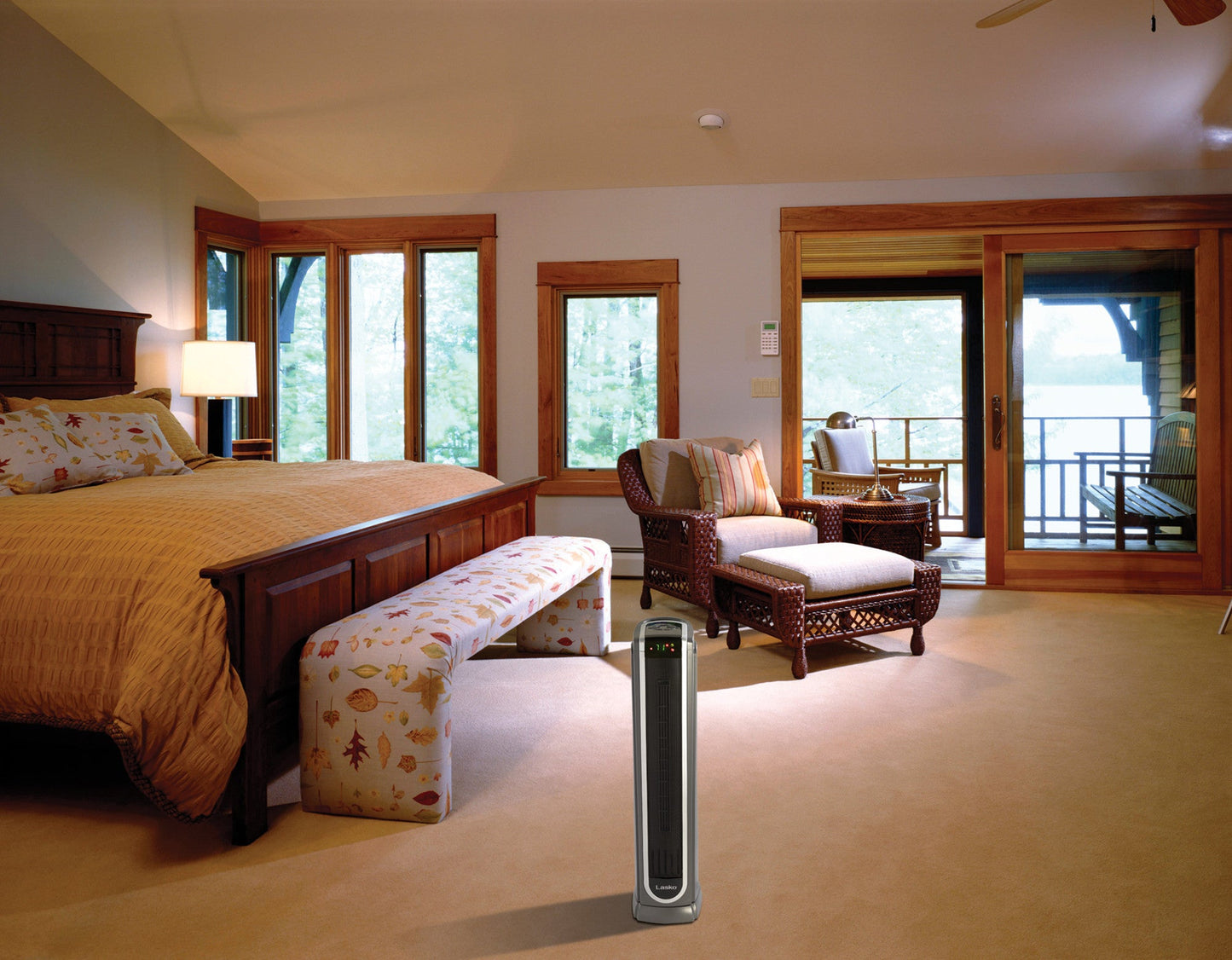 Lasko 1500W Ceramic Tower Space Heater with Logic Center Digital Remote, 5572, Black