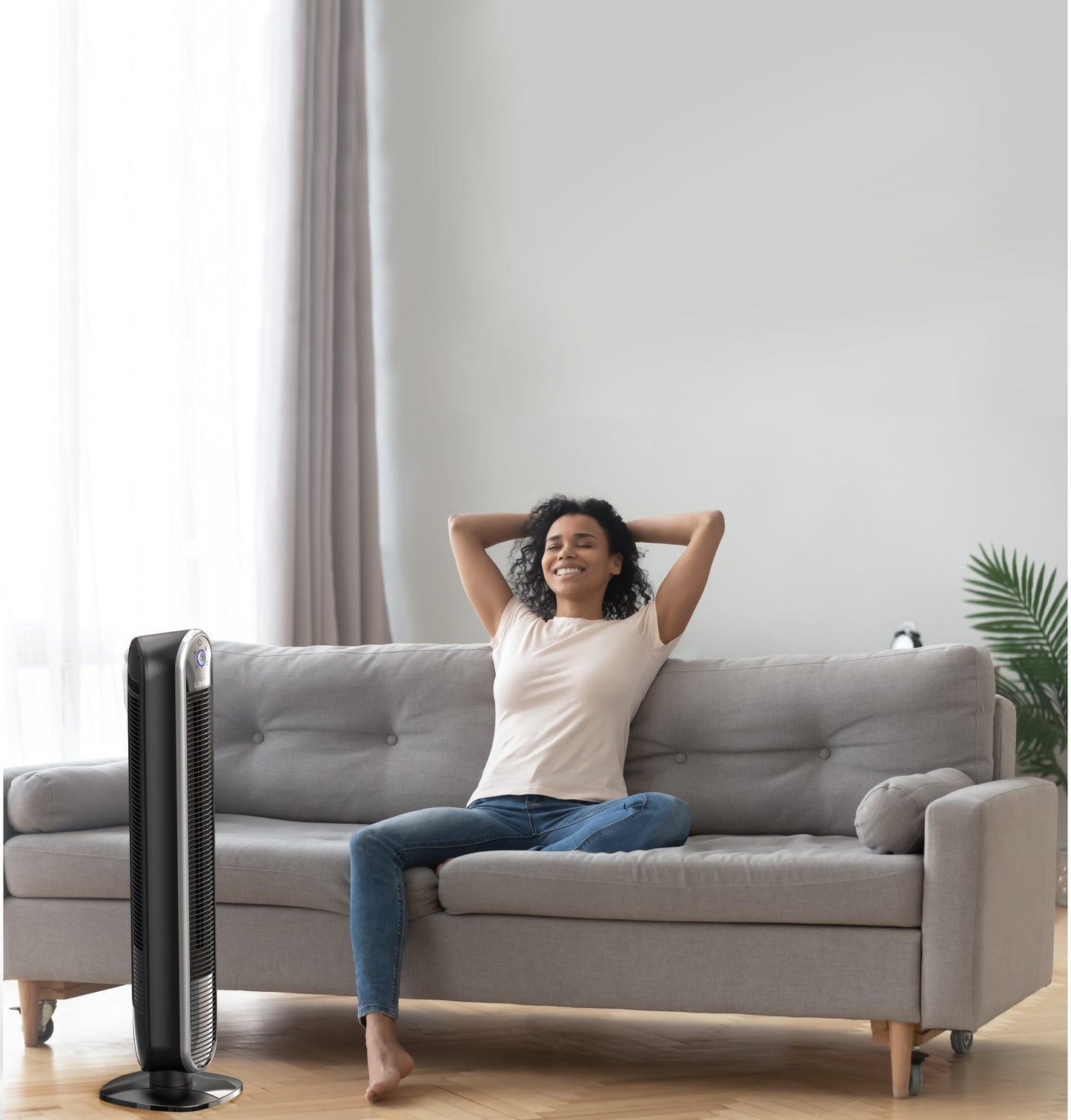 Lasko Aria? T40733 40" 5-Speed WiFi Smart Tower Fan with Dark Mode: black