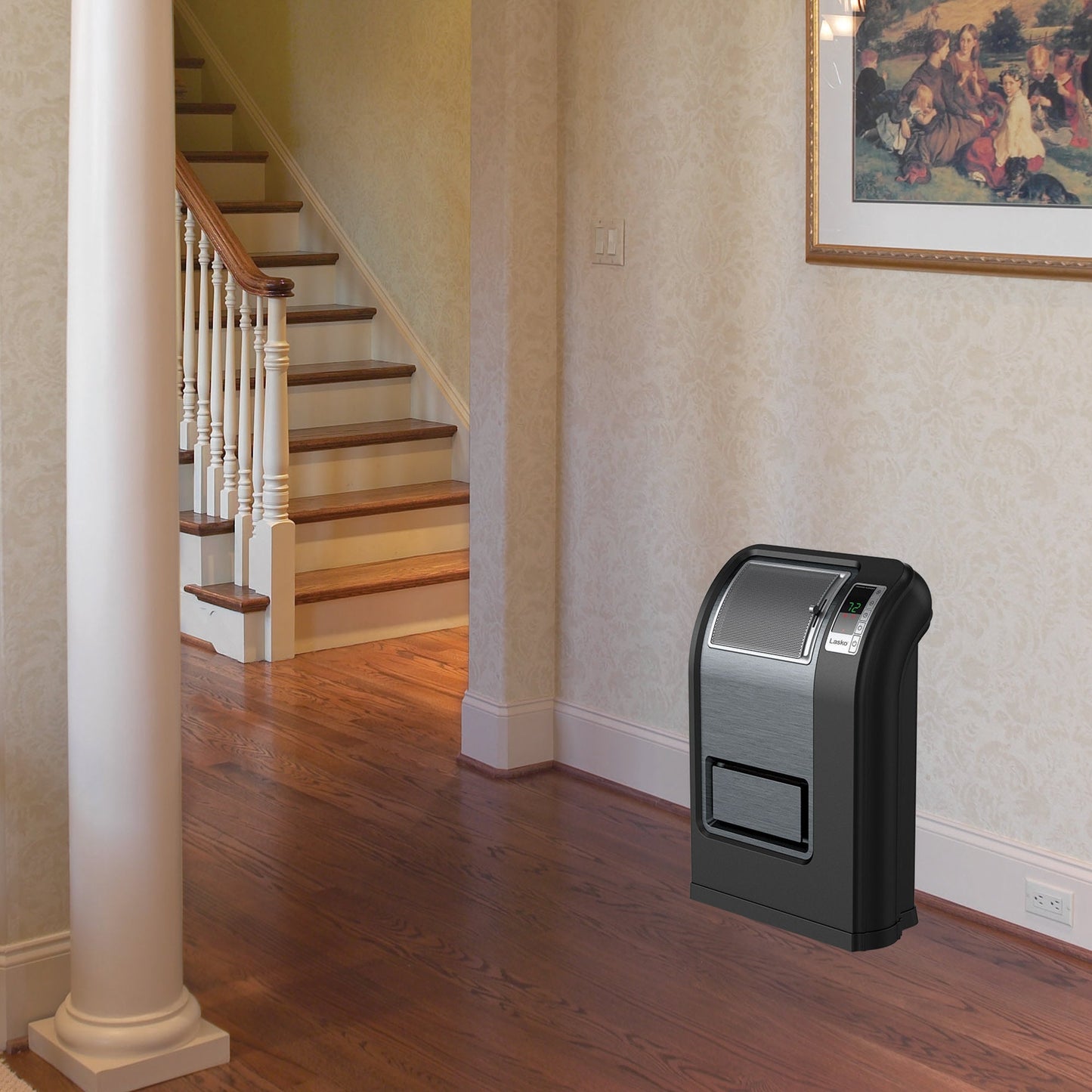 Lasko Cyclonic Ceramic Heater with Adjustable Thermostat, CC24849, Black