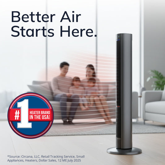 Lasko All Season Tower Fan and Space Heater with Remote, FH515, Black