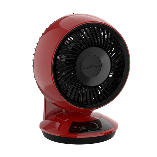 Lasko A12669 Whirlwind EcoQuiet 7" Orbital Motion 12-Speed Air Circulator Fan with Remote Control, Red