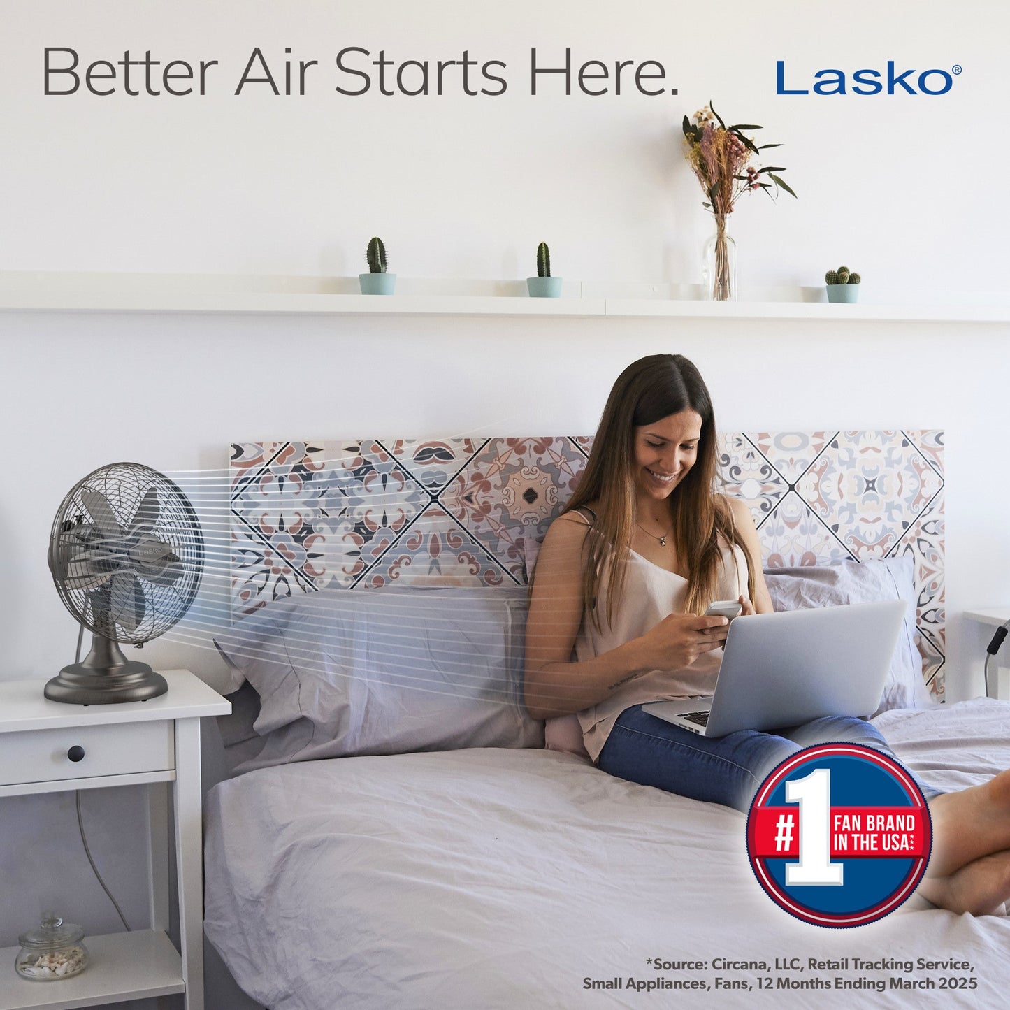 Lasko 12" 3-Speed Oscillating Classic Metal Table Fan with Tilt-Back, R12210, Bronze
