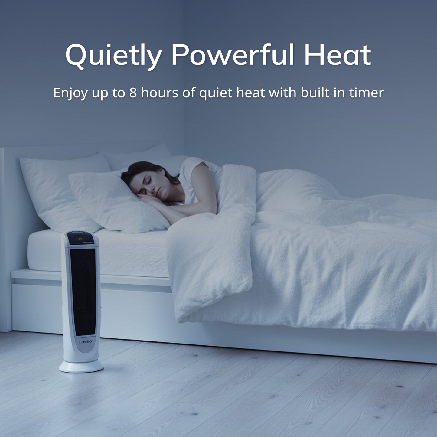 Lasko 1500W Digital Ceramic Tower Space Heater with Remote, 5165, White