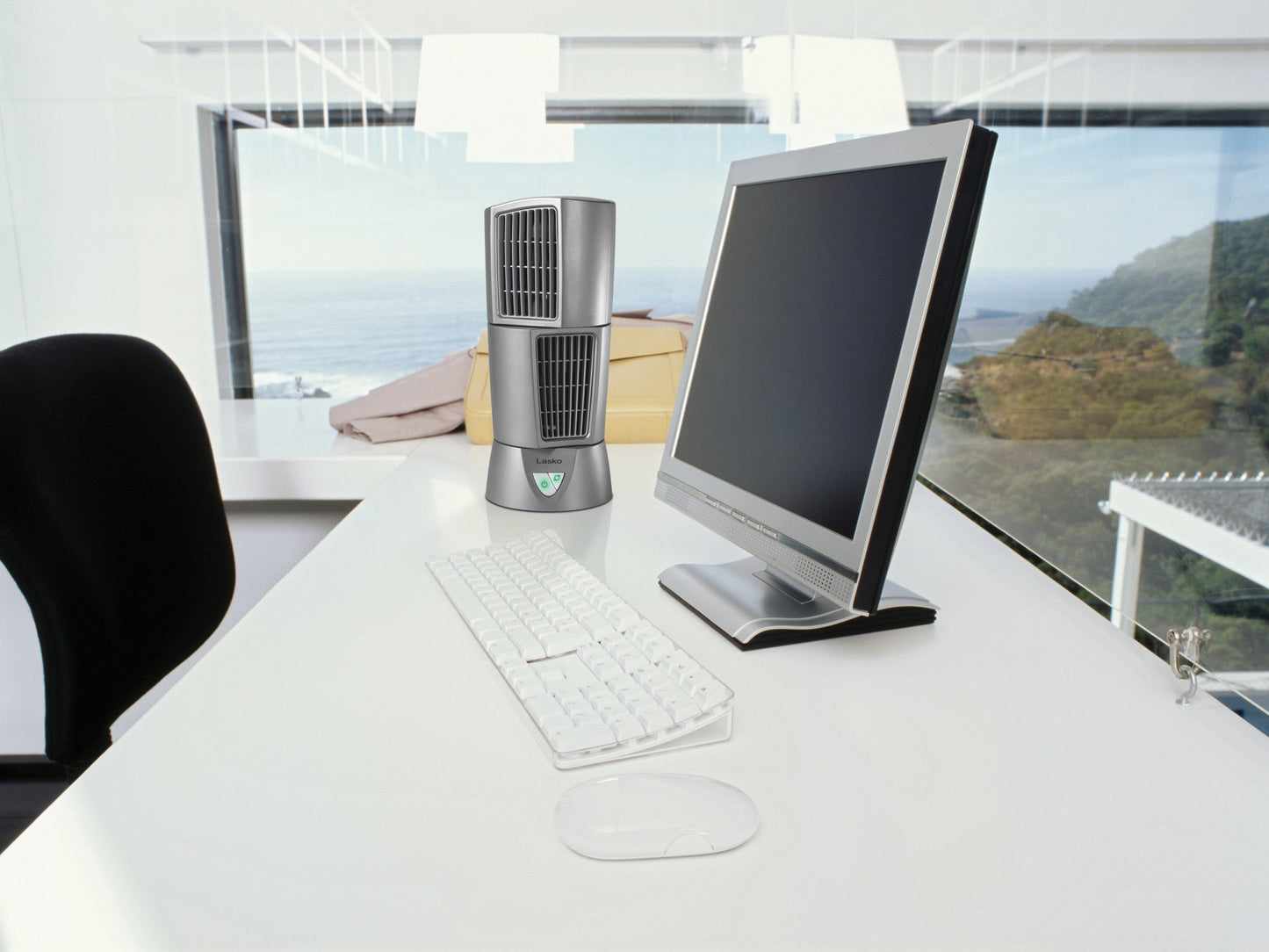 Lasko 14" Platinum Desktop Wind Tower 3-Speed Oscillating Table Fan, 4910, Gray