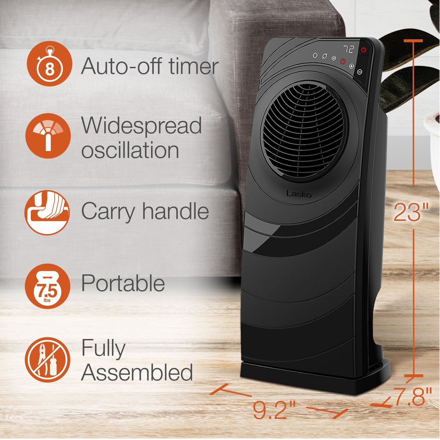 Lasko Elite Collection Revolution Ceramic Space Heater with Remote, CC23630, Black