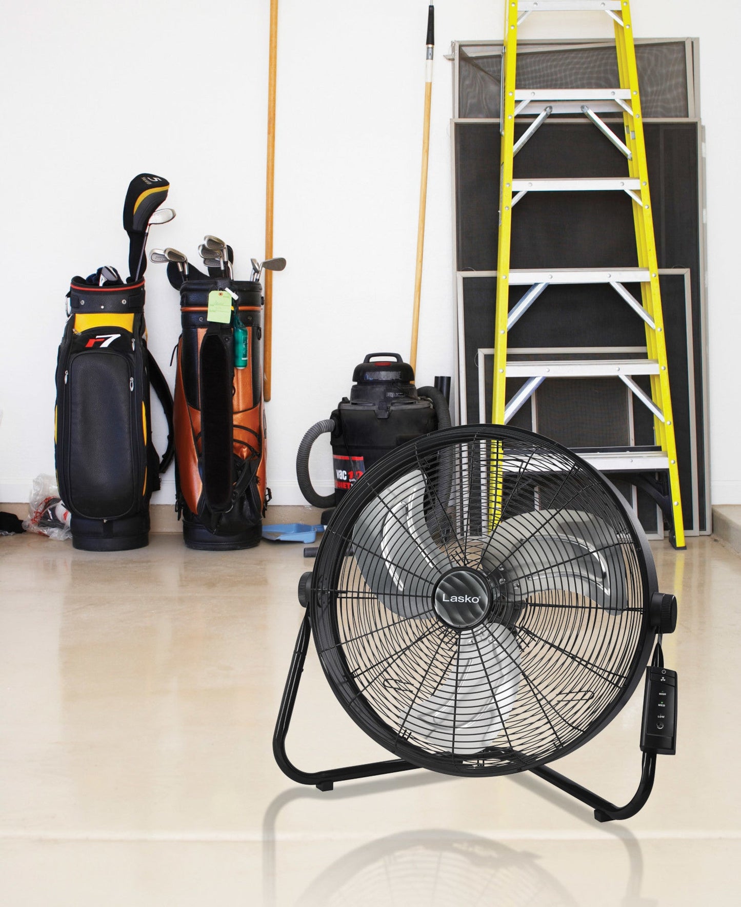 Lasko 20" 3-Speed Pivoting High Velocity Utility Floor or Wall Mount wan with Remote, H20685, Black