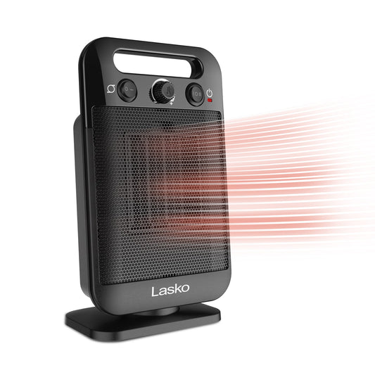 Lasko CD12100 Oscillating Personal Space Heater with Adjustable Thermostat, Black