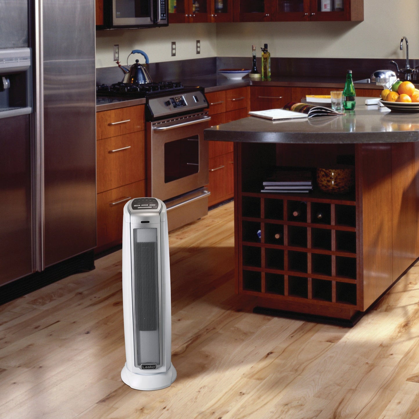 Lasko 1500W Electric Oscillating Ceramic Tower Space Heater, with Timer, 5775, White