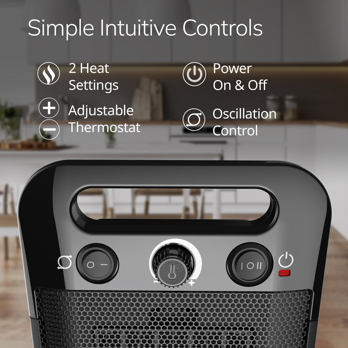 Lasko CD12100 Oscillating Personal Space Heater with Adjustable Thermostat, Black