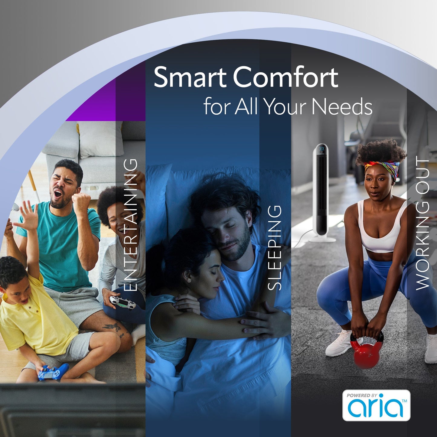 Lasko Aria? T40735 40" 5-Speed WiFi Smart Tower Fan with Dark Mode, White