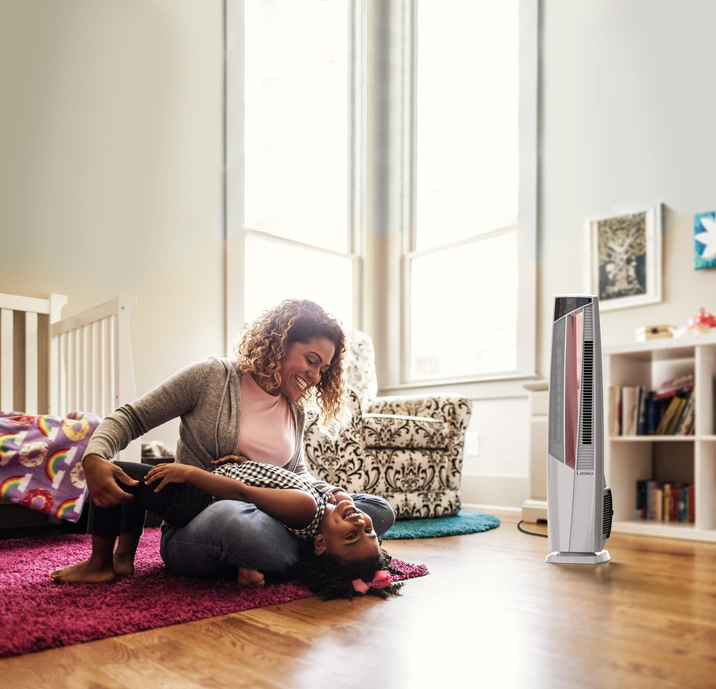 Lasko All Season High Velocity Hybrid Tower Fan and Space Heater in One with Remote Control, FHV820, White