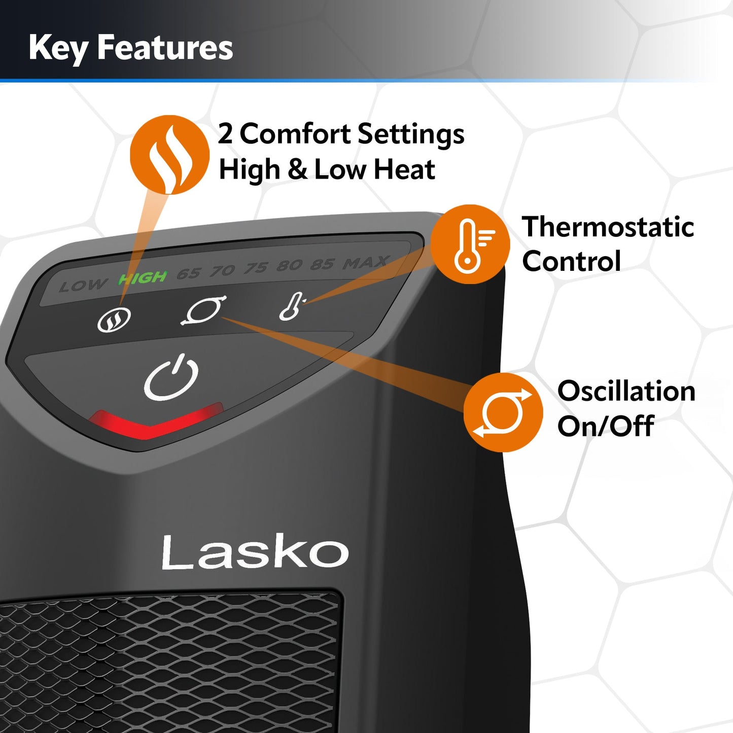 Lasko 1500W Electric 14" Personal Oscillating Ceramic Tower Space Heater, CT14320, Black