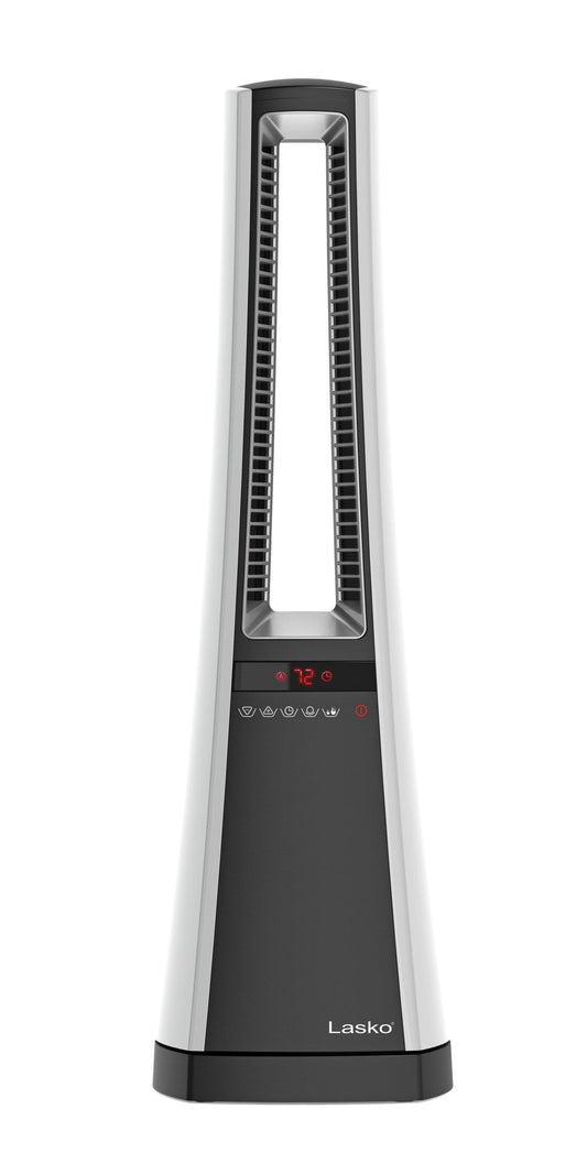 Lasko 1500W Bladeless Ceramic Tower Space Heater with Remote, AW315, Gray