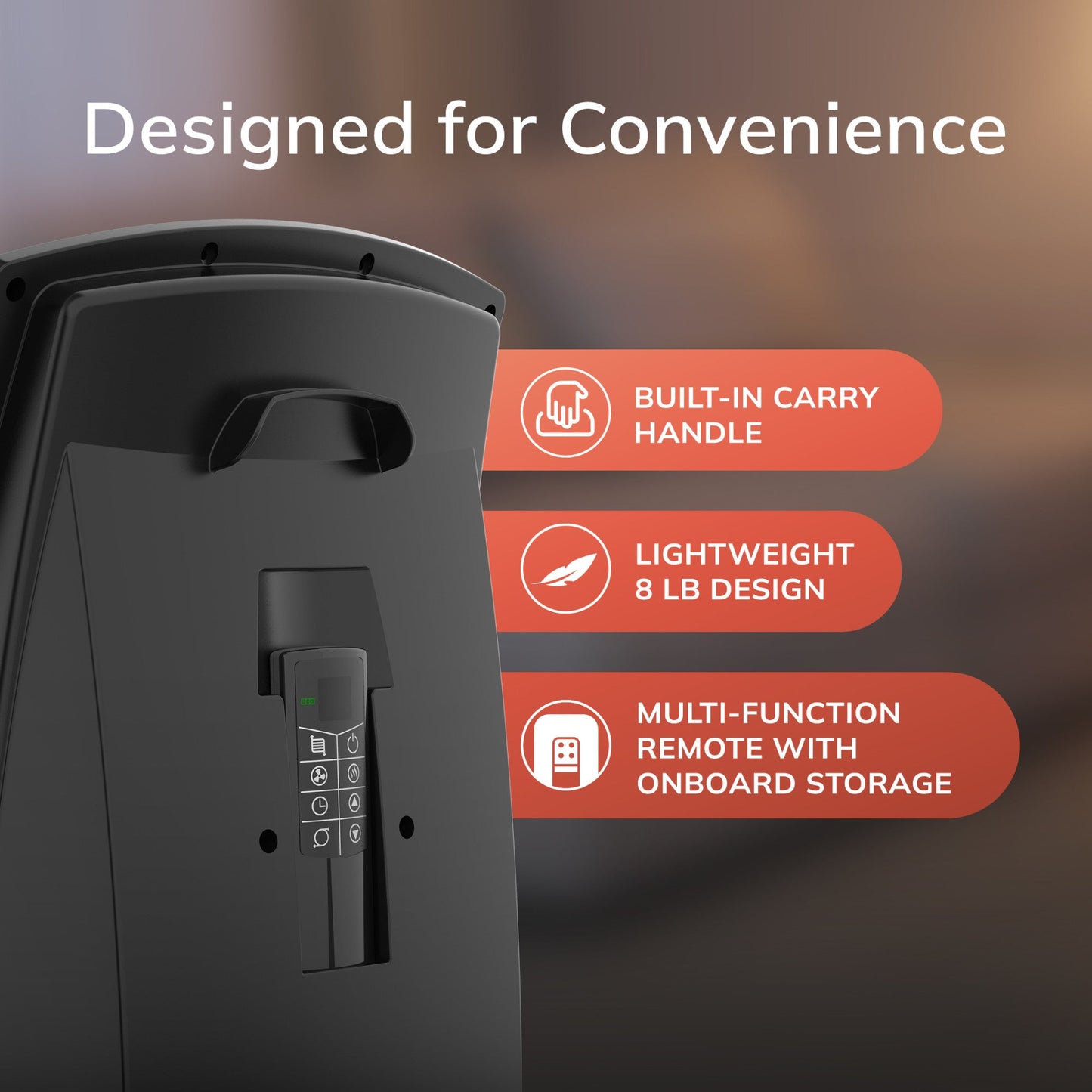 Lasko 1500W Motion Heat Whole Room Ceramic Space Heater with Remote, CC23161, Black