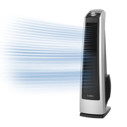 Lasko Oscillating High Velocity Tower Fan with 3 Speeds, U35105, Gray/Black