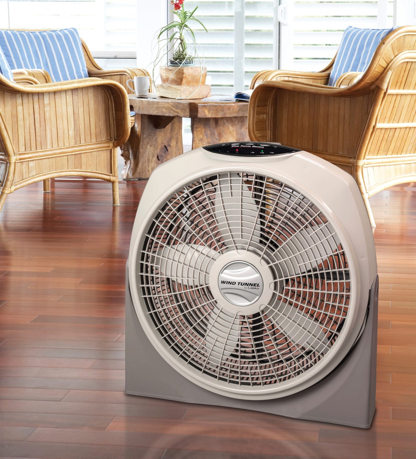 Lasko 20" Wind Tunnel 3-Speed Fan with Remote, A20700, Gray