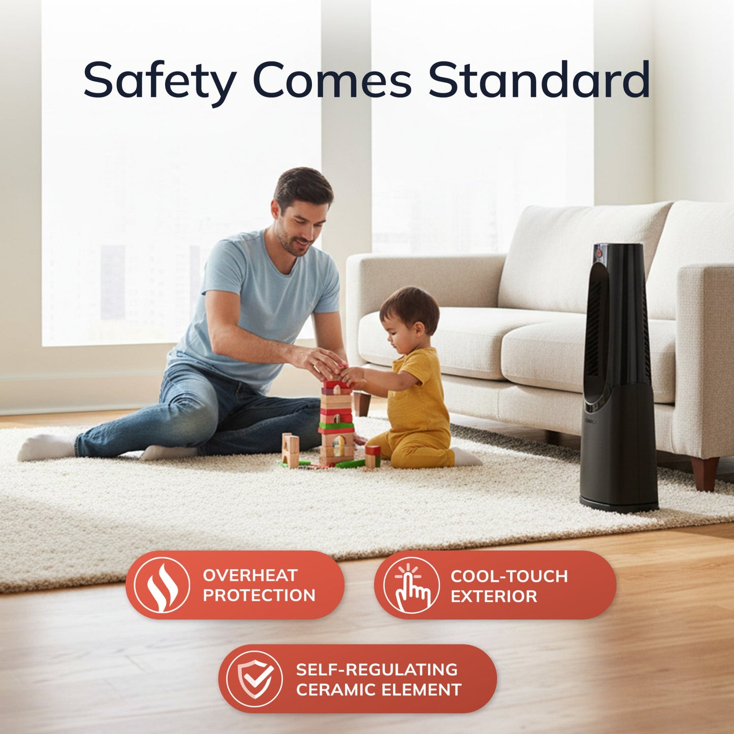 Lasko CW100 1500W Bladeless Tower Heater with Remote Control