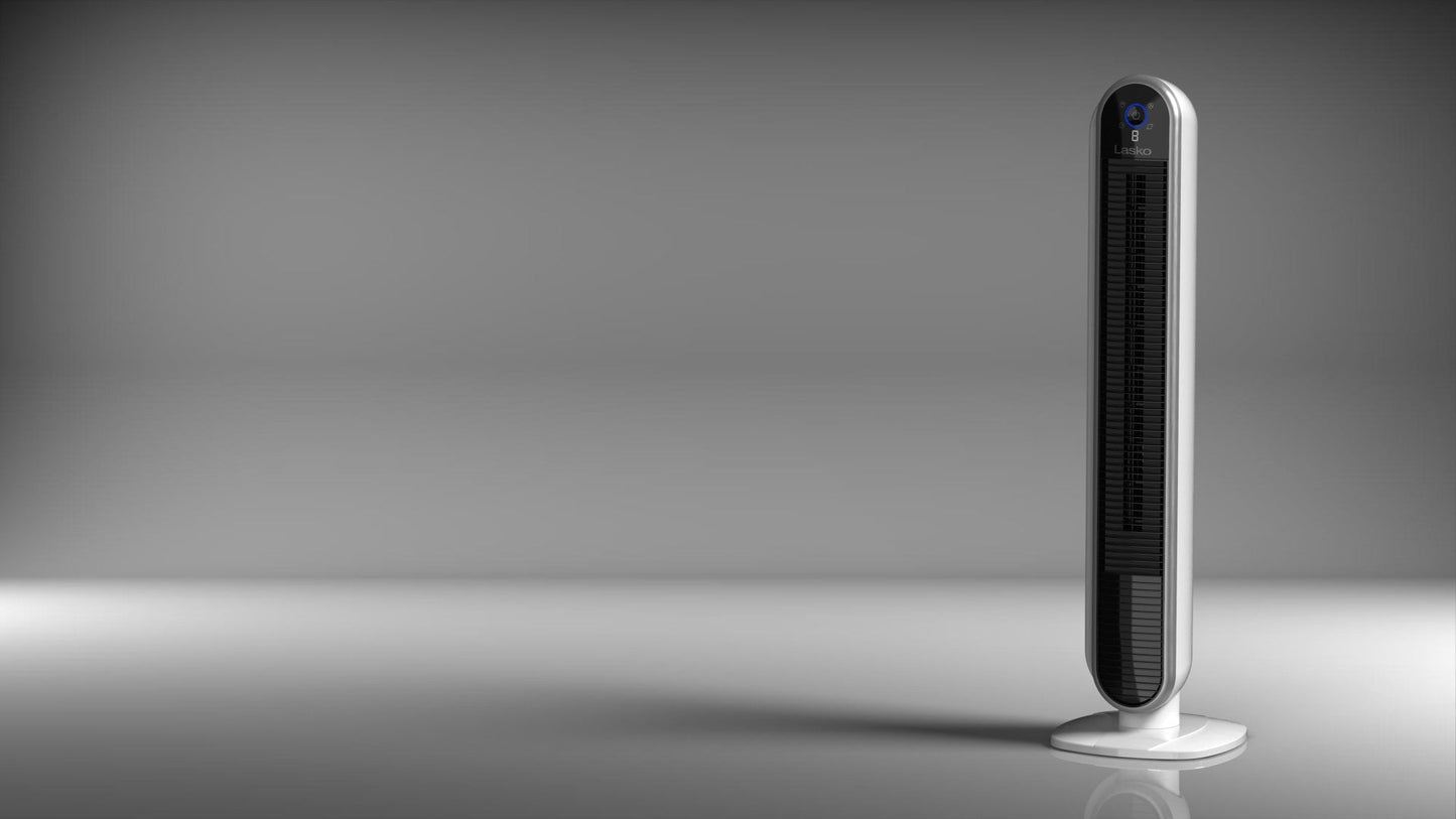 Lasko Aria? T40735 40" 5-Speed WiFi Smart Tower Fan with Dark Mode, White