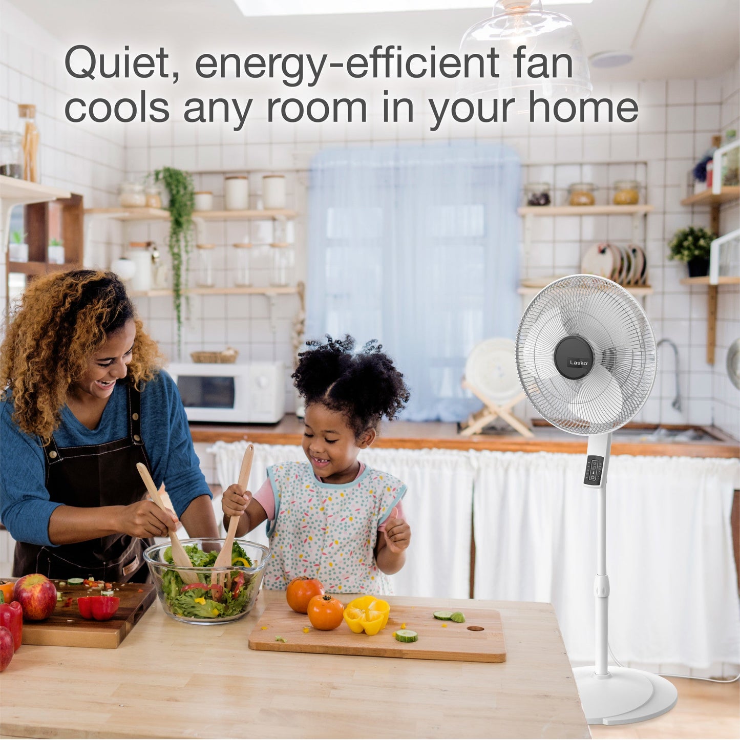 Lasko S16614 16" 4-Speed Oscillating Pedestal Fan with Remote Control: white