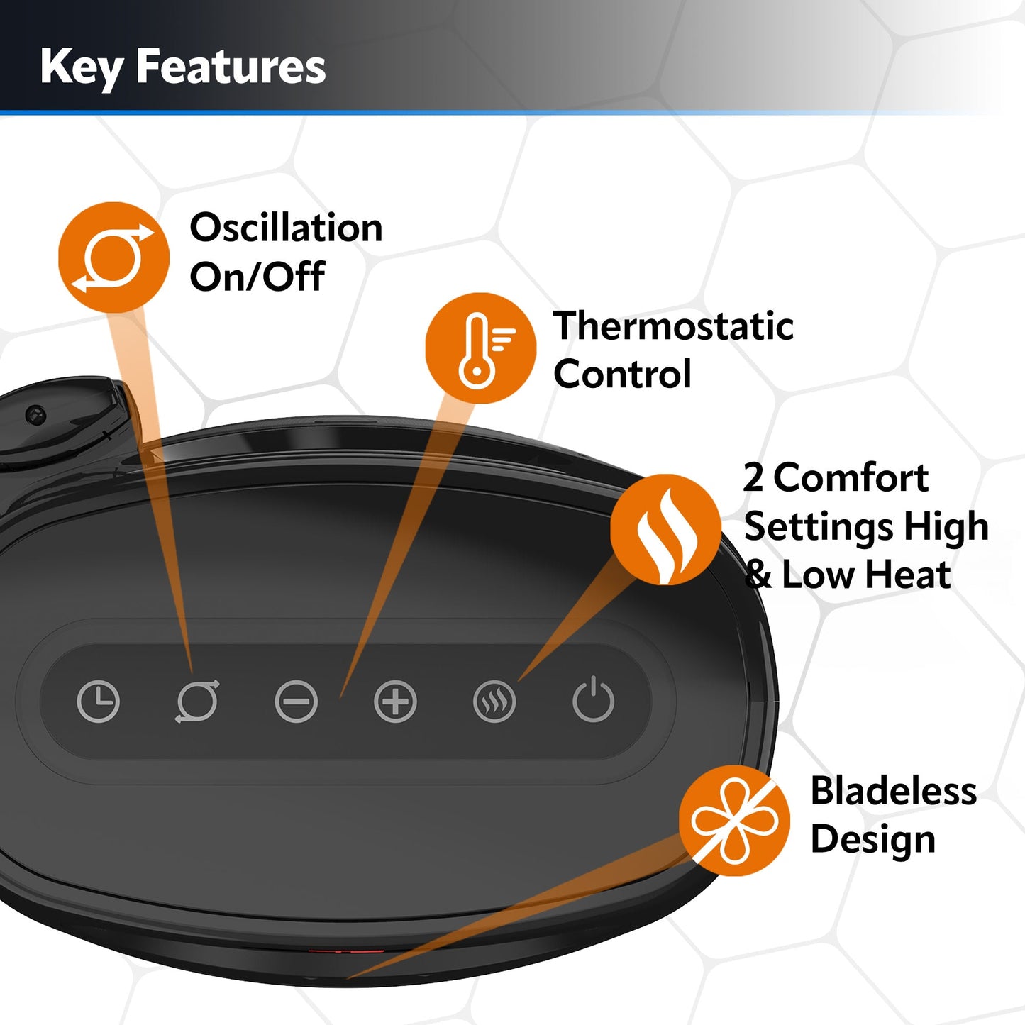 Lasko 1500W Bladeless Tower Heater with Tip Over Switch and Remote Control, CW210, black