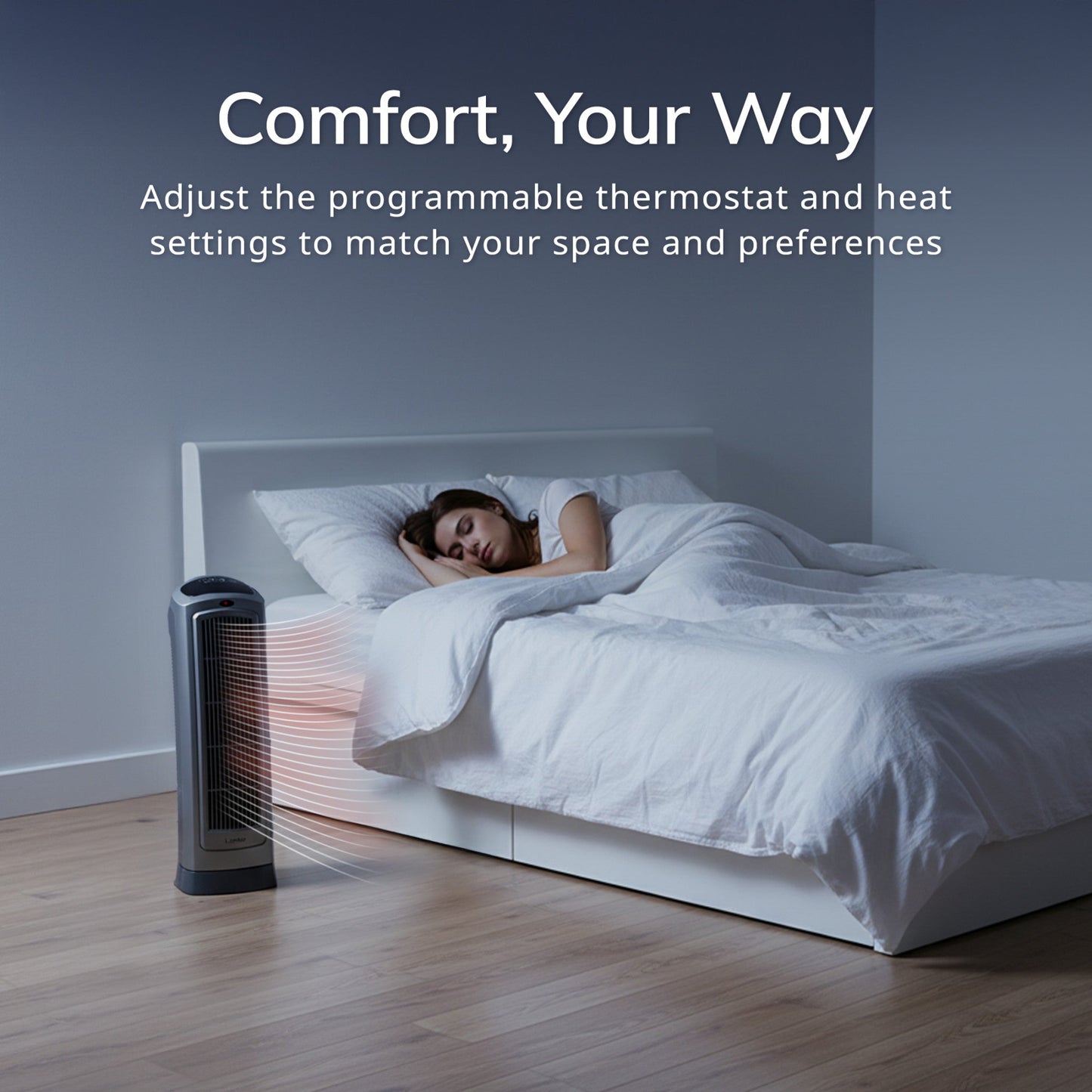 Lasko 1500W Electric Portable Oscillating Ceramic Space Heater Tower with Digital Display, 5538, Gray