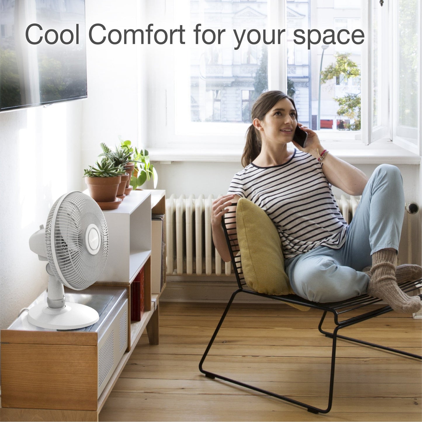 Lasko 12" Oscillating 3-Speed Personal Table Fan, D12225, White