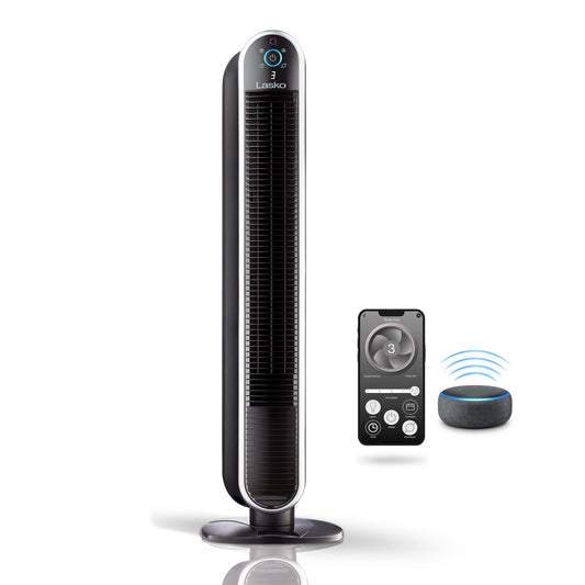 Lasko Aria? T40733 40" 5-Speed WiFi Smart Tower Fan with Dark Mode: black