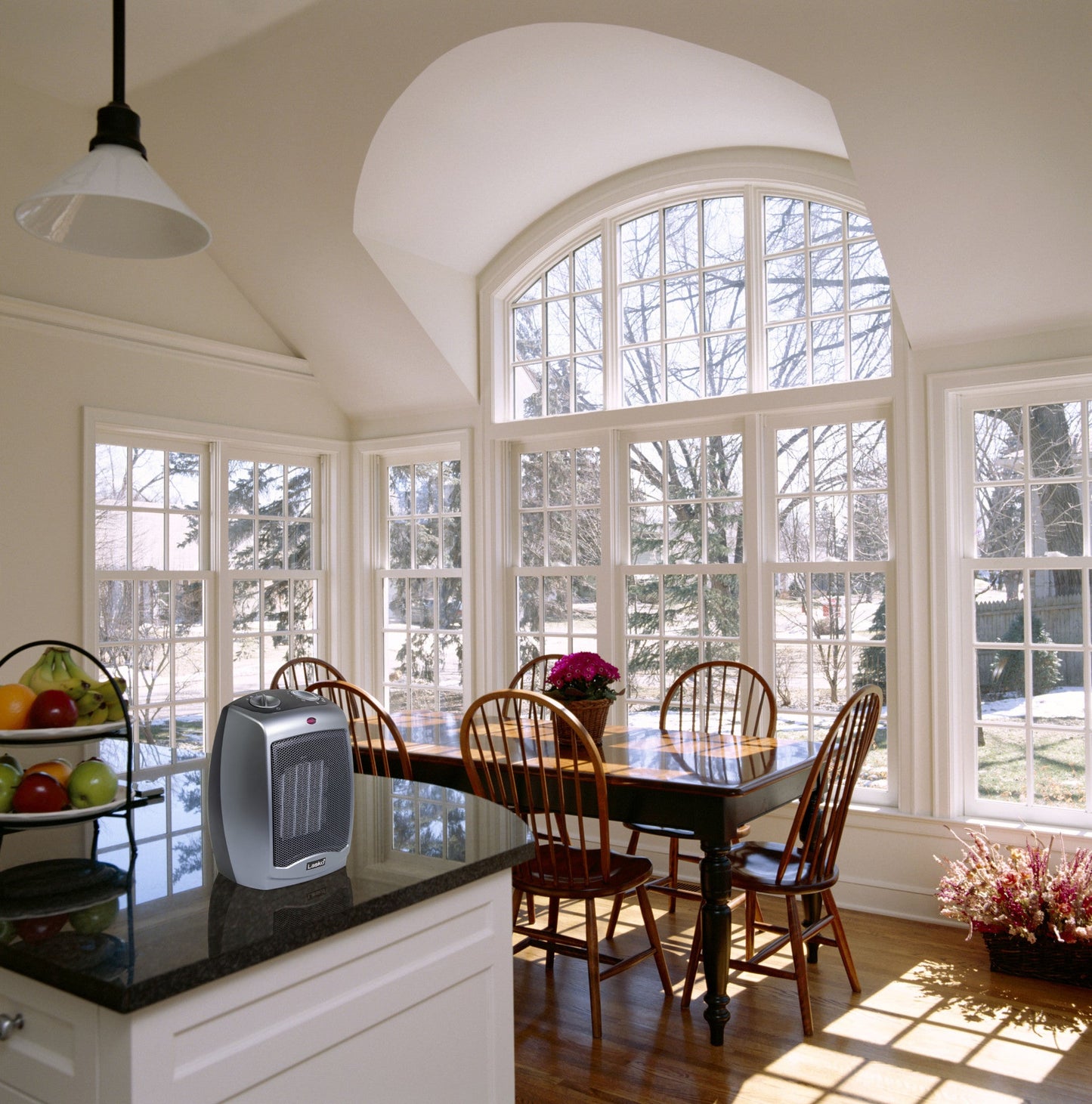 Lasko 1500W 2-Speed Ceramic Space Heater with Tip-Over Safety Switch, 754201, Gray