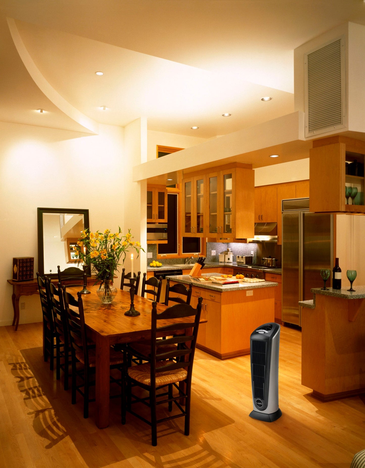 Lasko Electric Oscillating Ceramic Tower Space Heater with Remote Control, 751320, Black