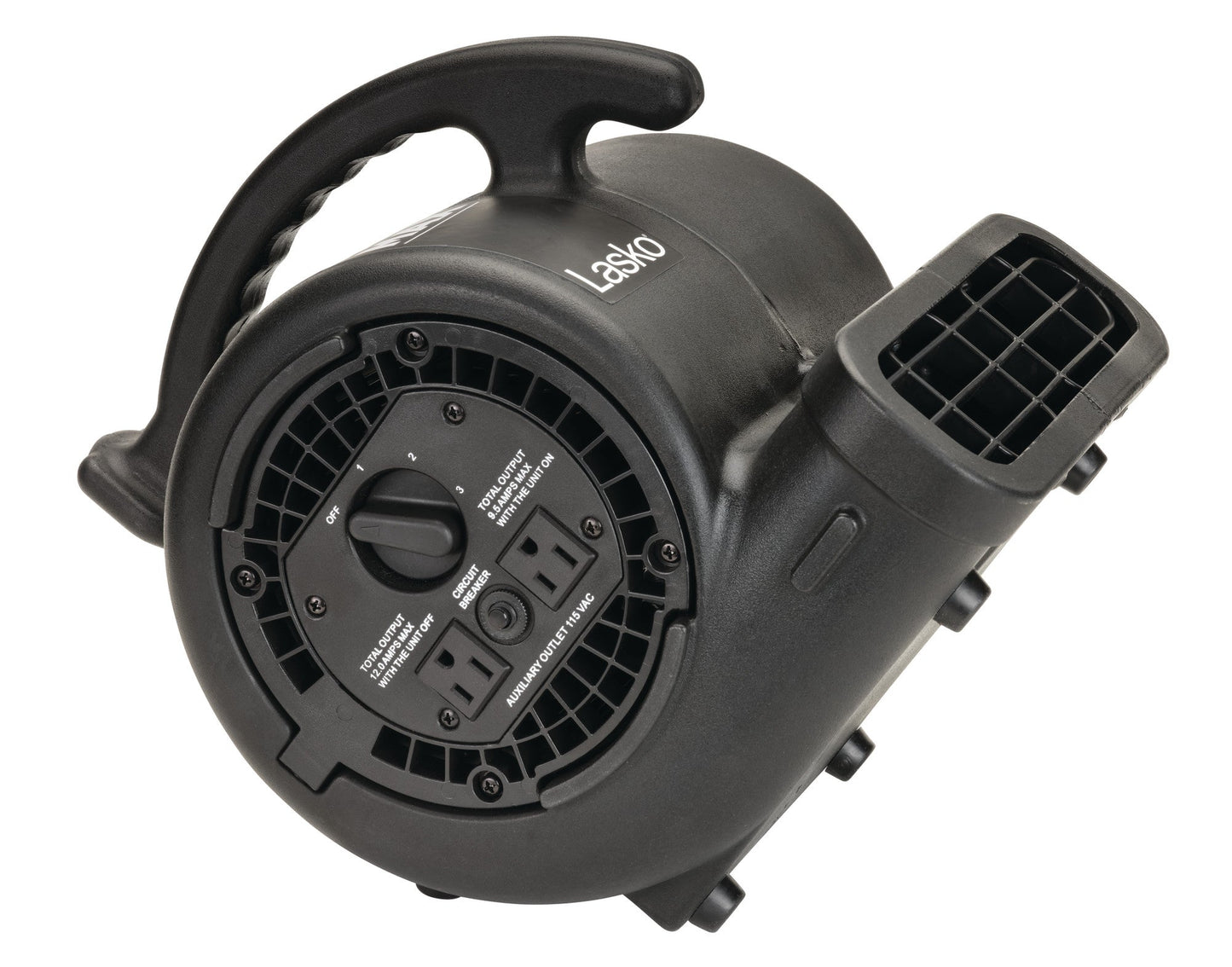 Lasko 3-Speed Super Fan Max Air Mover Floor Fan with Outlets, SF-20-BK, Black