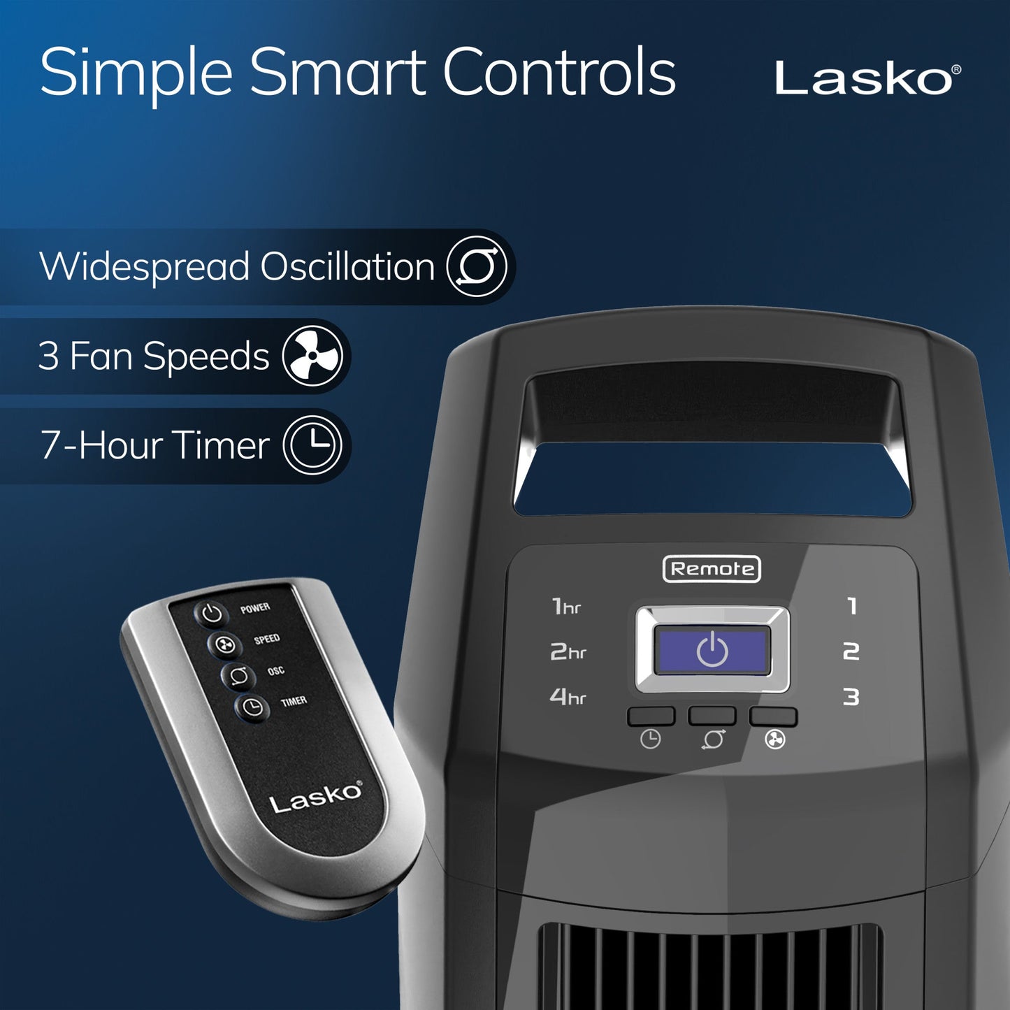 Lasko Oscillating High Velocity Fan with Remote Control, U35122, Black