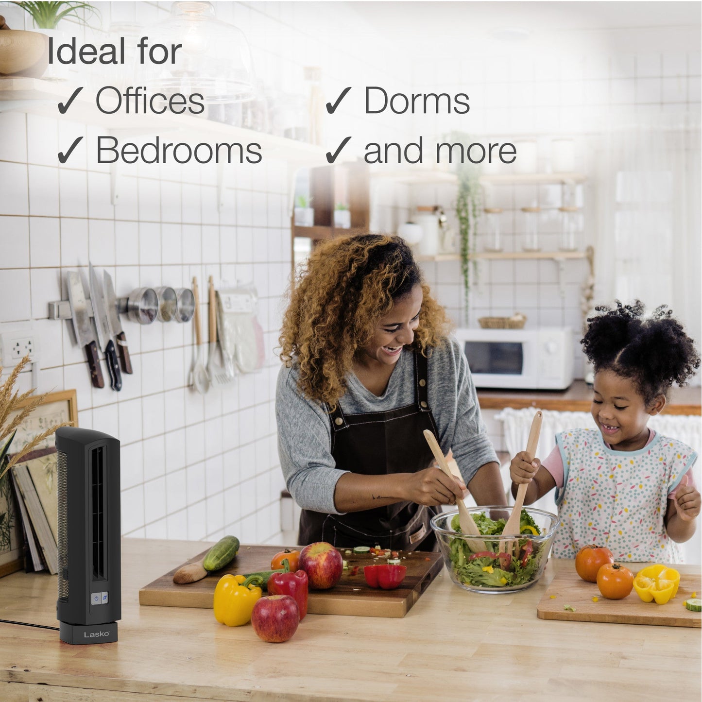 Lasko T14200 14" Air Stik Ultra Slim Oscillating Table Top Fan