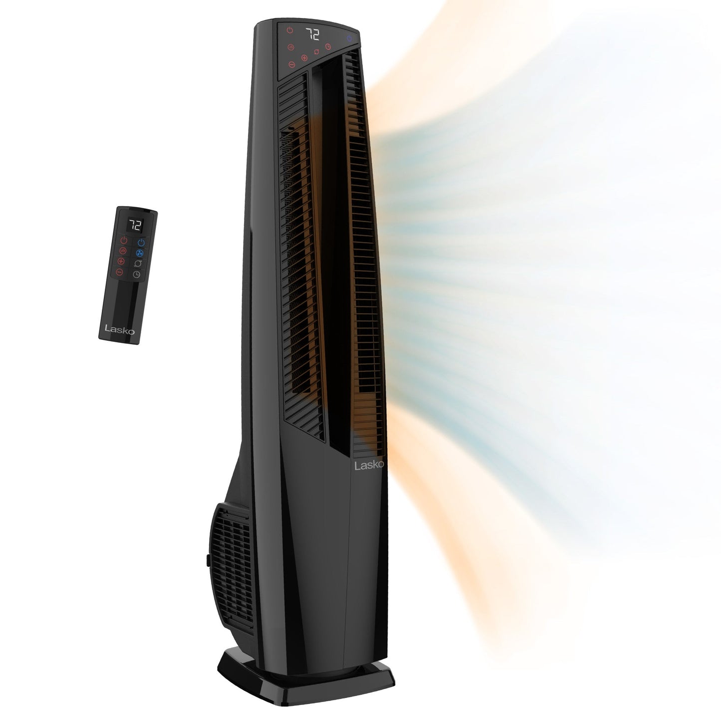 Lasko 1500W Electric Oscillating All Season Tower Fan and Space Heater with Remote, FHV801, Black