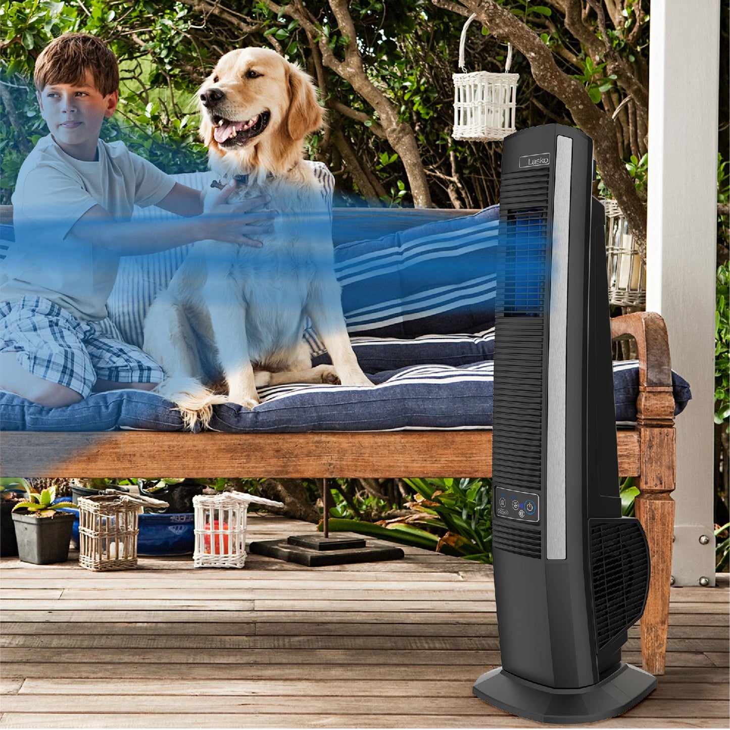 Lasko 42" Outdoor Tower Fan with Bluetooth Technology, YF200, Black