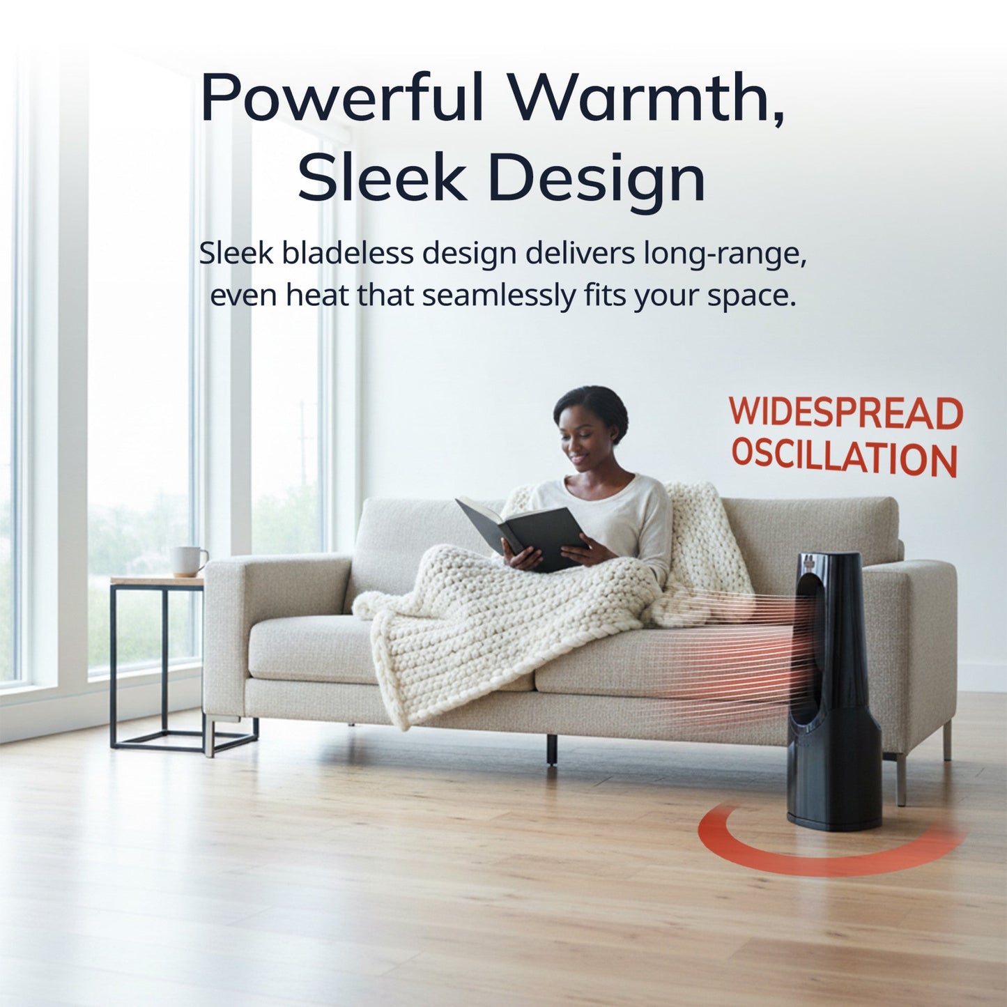 Lasko CW100 1500W Bladeless Tower Heater with Remote Control