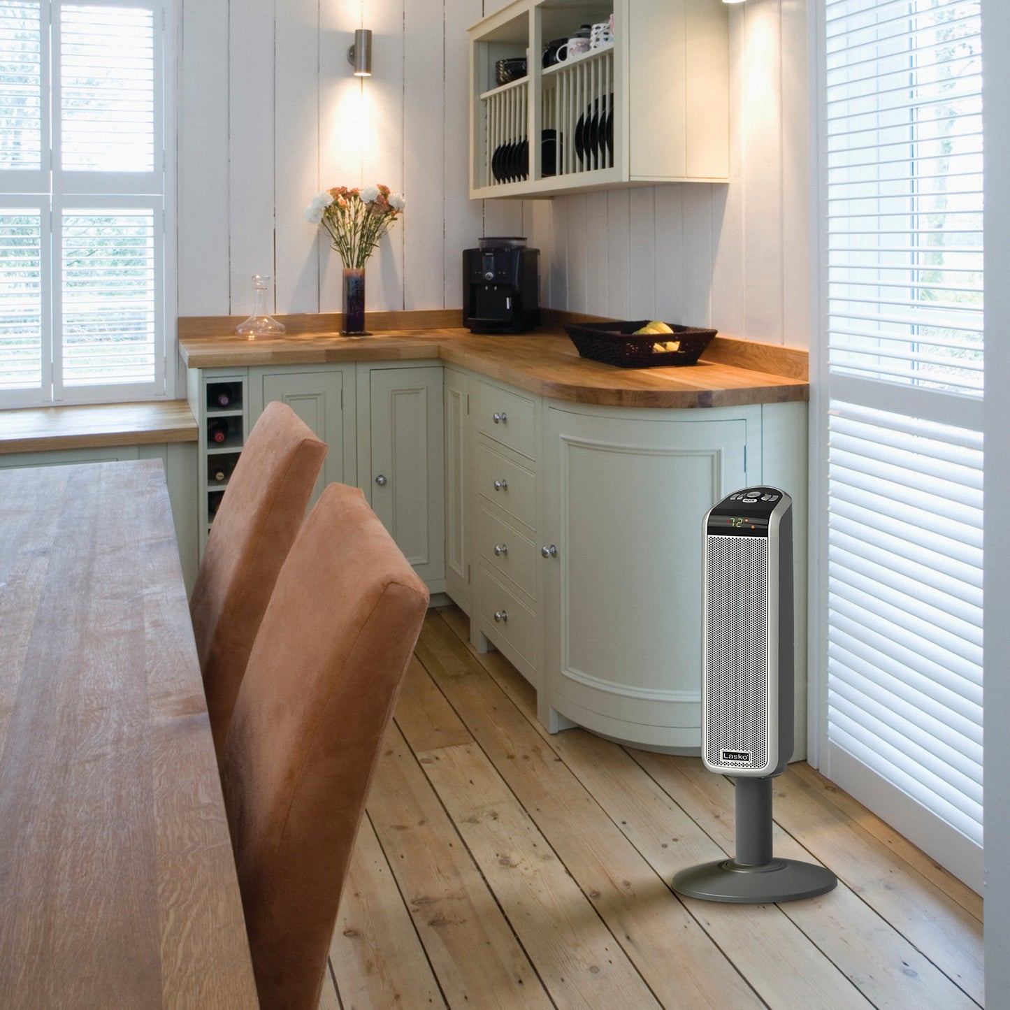 Lasko 1500W Electric Ceramic Pedestal Space Heater with Remote, 5397, Black