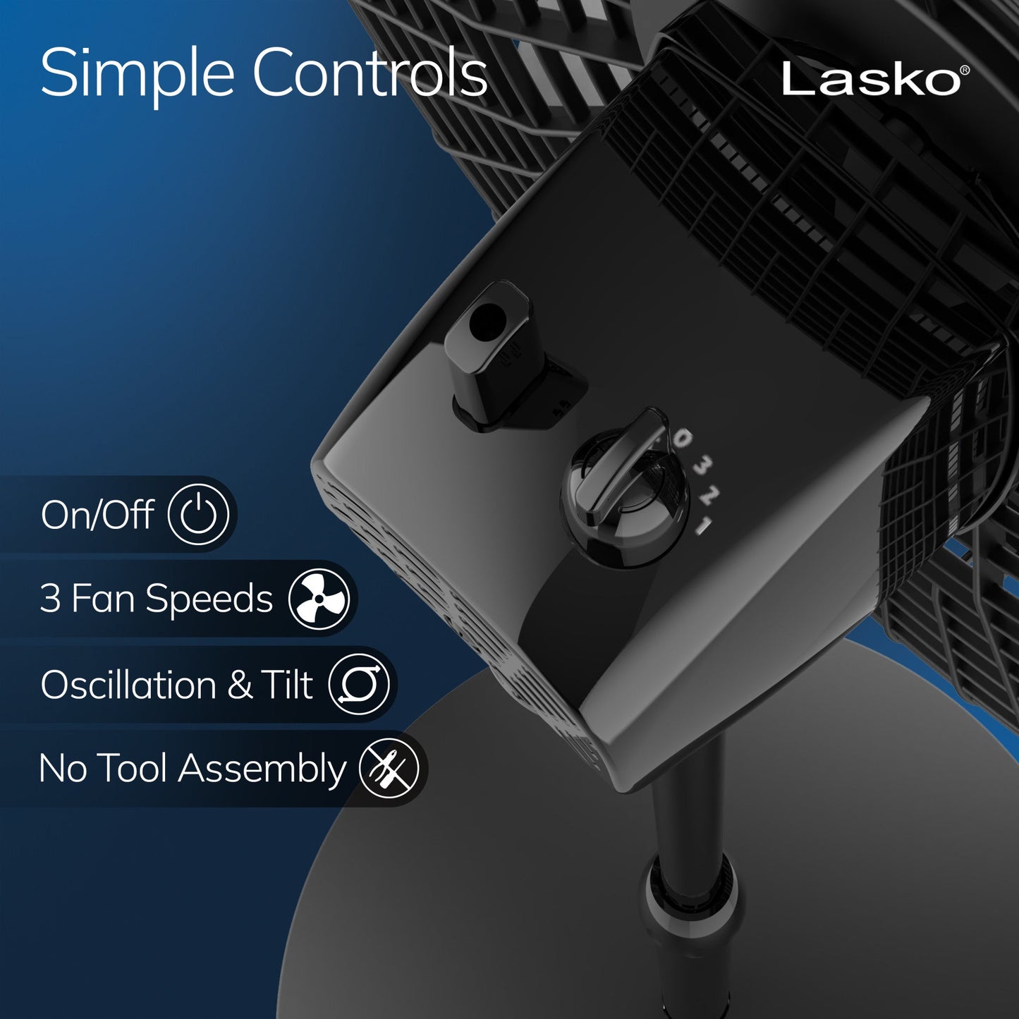 Lasko 18" Adjustable Oscillating Cyclone Pedestal Fan with 3 Speeds, S18910, Black