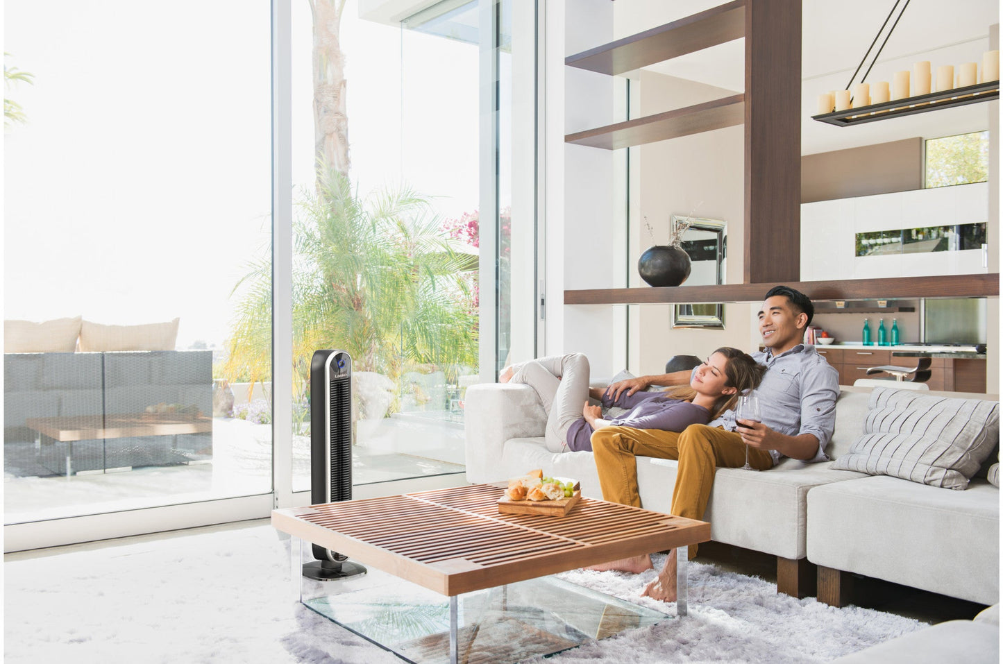 Lasko Aria? T40733 40" 5-Speed WiFi Smart Tower Fan with Dark Mode: black