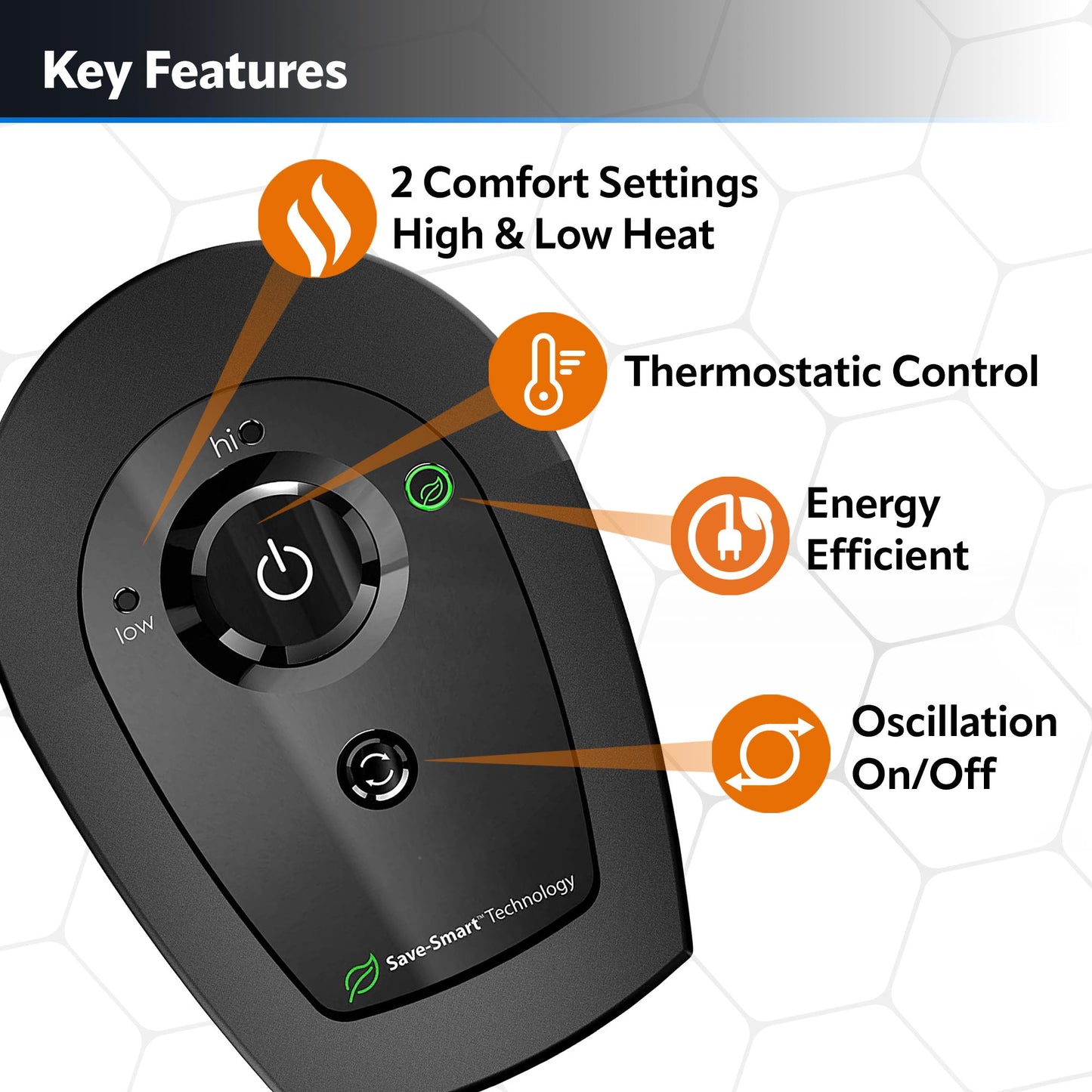 Lasko Oscillating Ultra Slim Electric Tower Space Heater with 2 Speeds, CT14101, Black