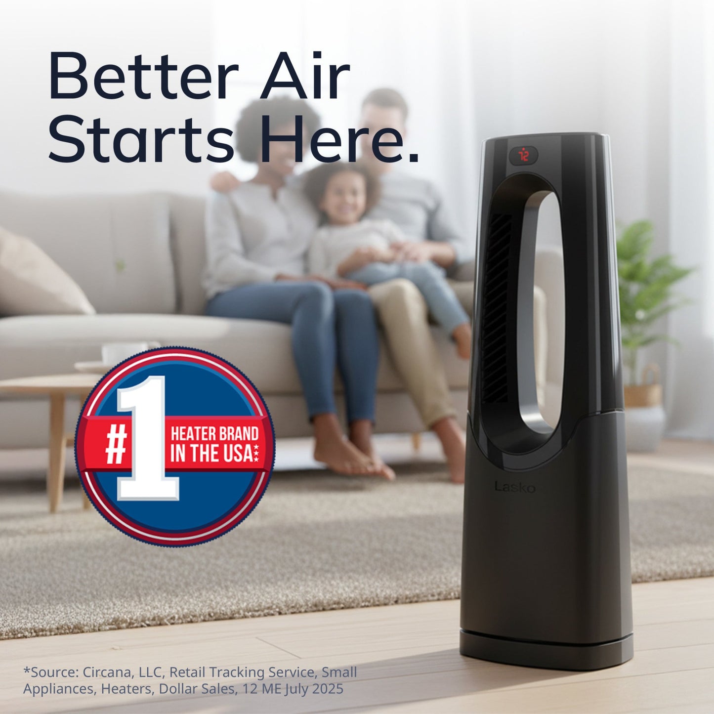 Lasko CW100 1500W Bladeless Tower Heater with Remote Control