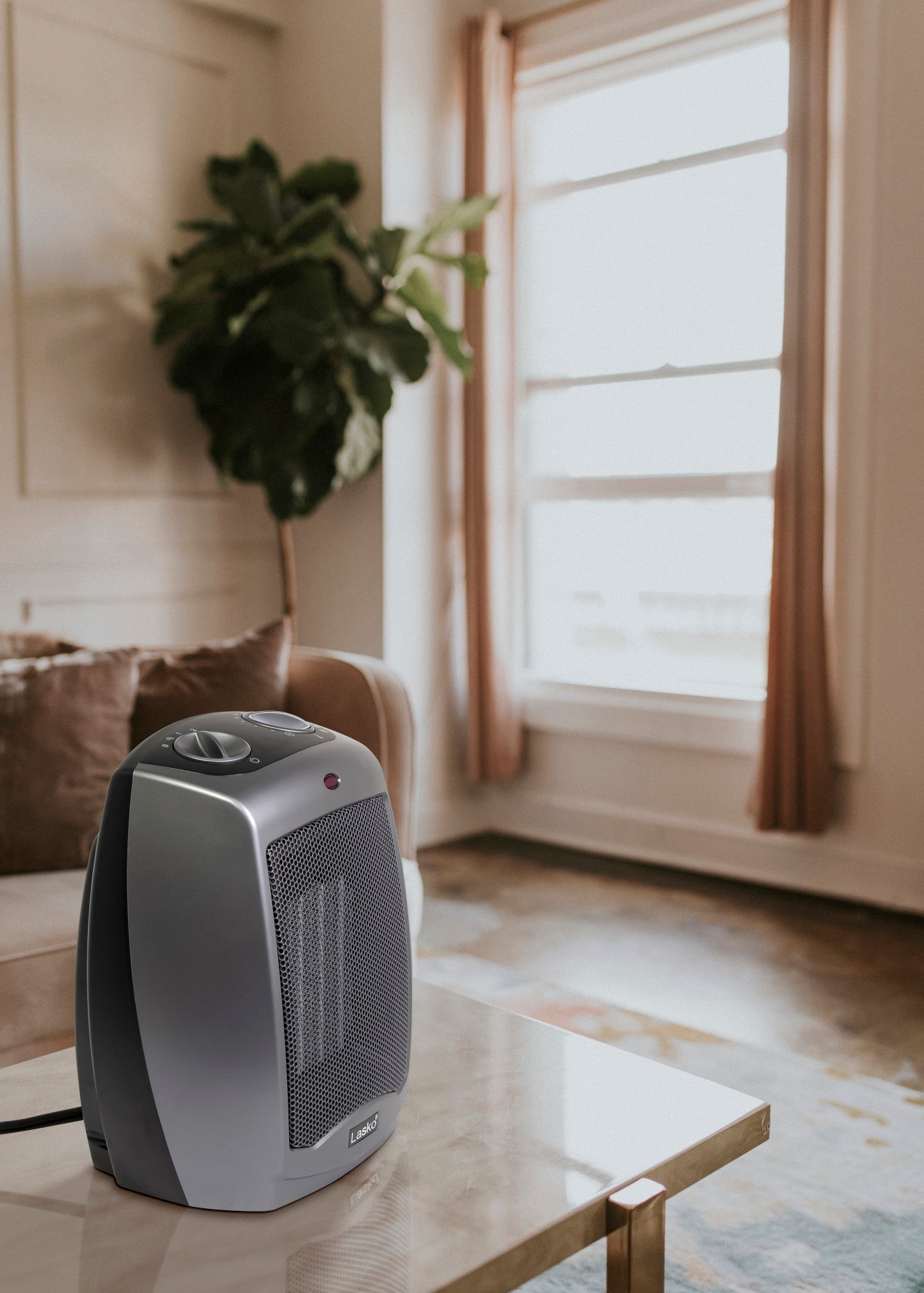 Lasko 1500W 2-Speed Ceramic Space Heater with Tip-Over Safety Switch, 754201, Gray