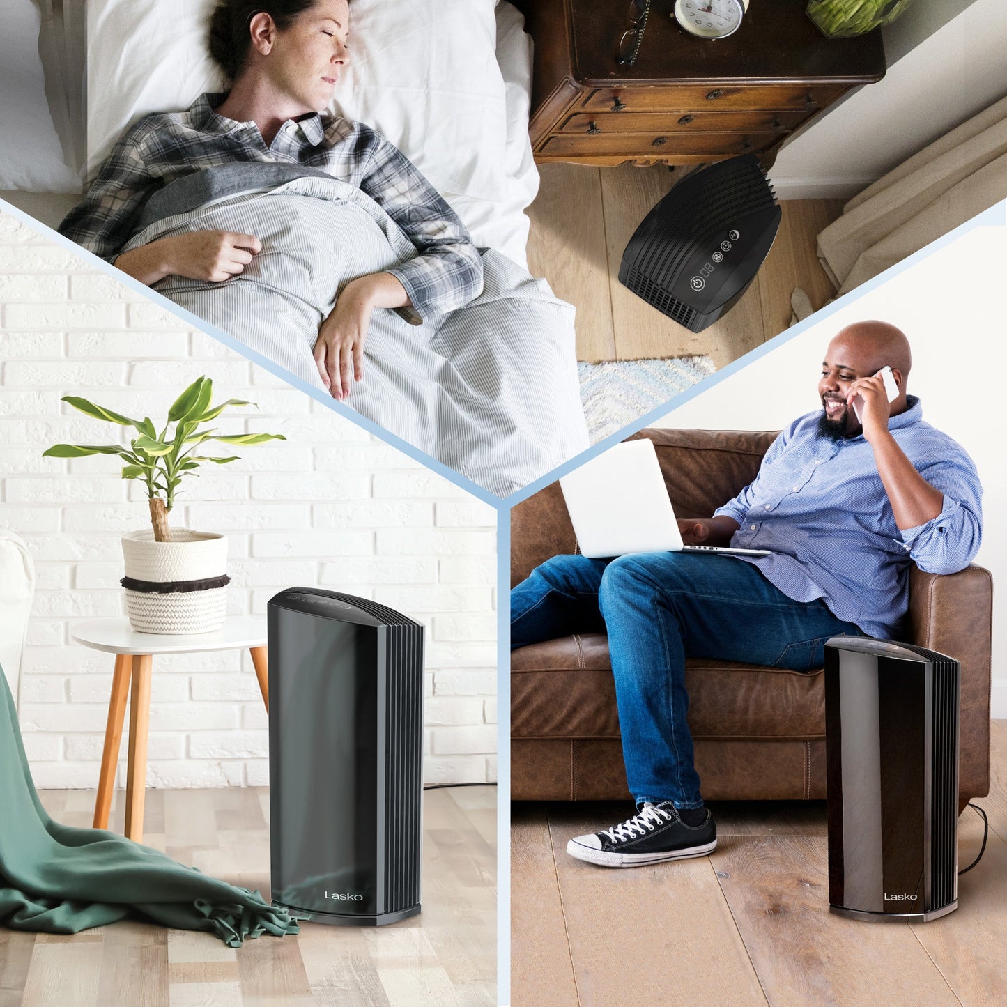 Lasko Smart Air Purifier with True HEPA Filter, Works with Alexa, LP450S, Black