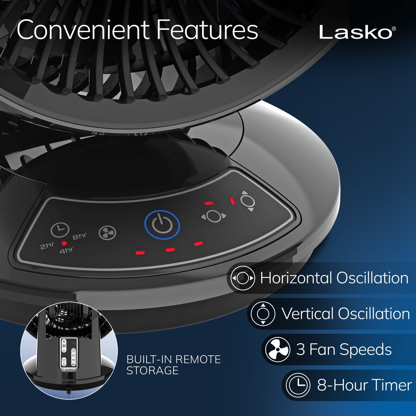 Lasko A12558 Whirlwind 7" Orbital Motion 3-Speed Air Circulator Fan: black