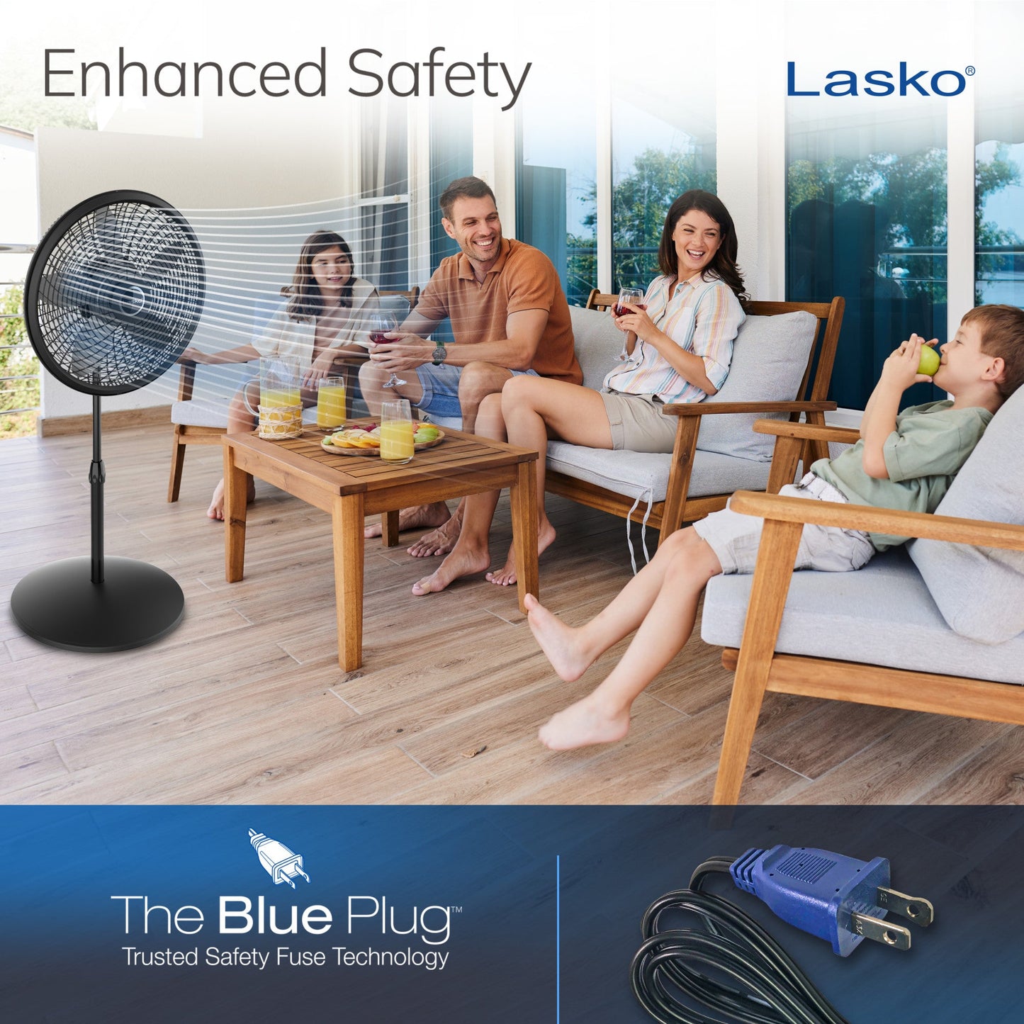 Lasko 18" Adjustable Oscillating Cyclone Pedestal Fan with 3 Speeds, S18910, Black