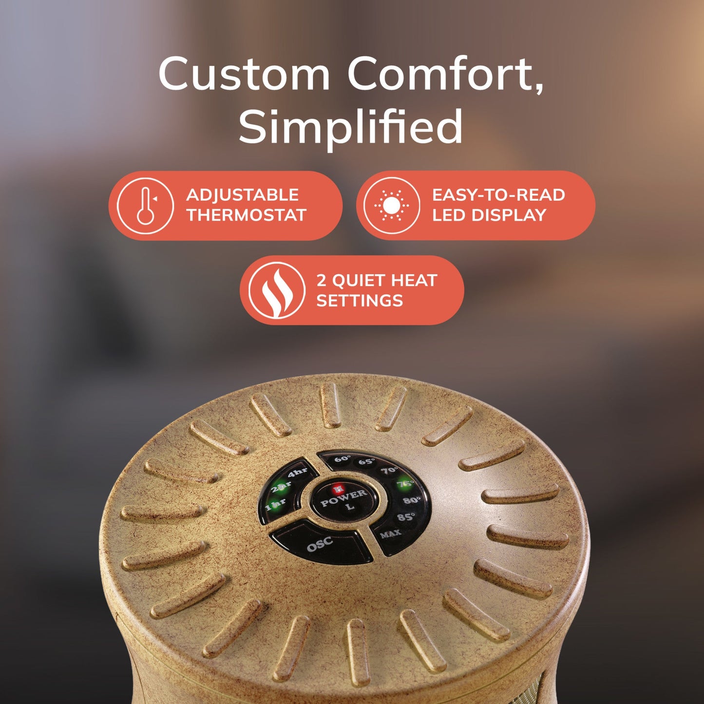 Lasko 1500-Watt Designer Series Oscillating Electric Ceramic Space Heater with Timer and Adjustable Thermostat, Beige, 6405