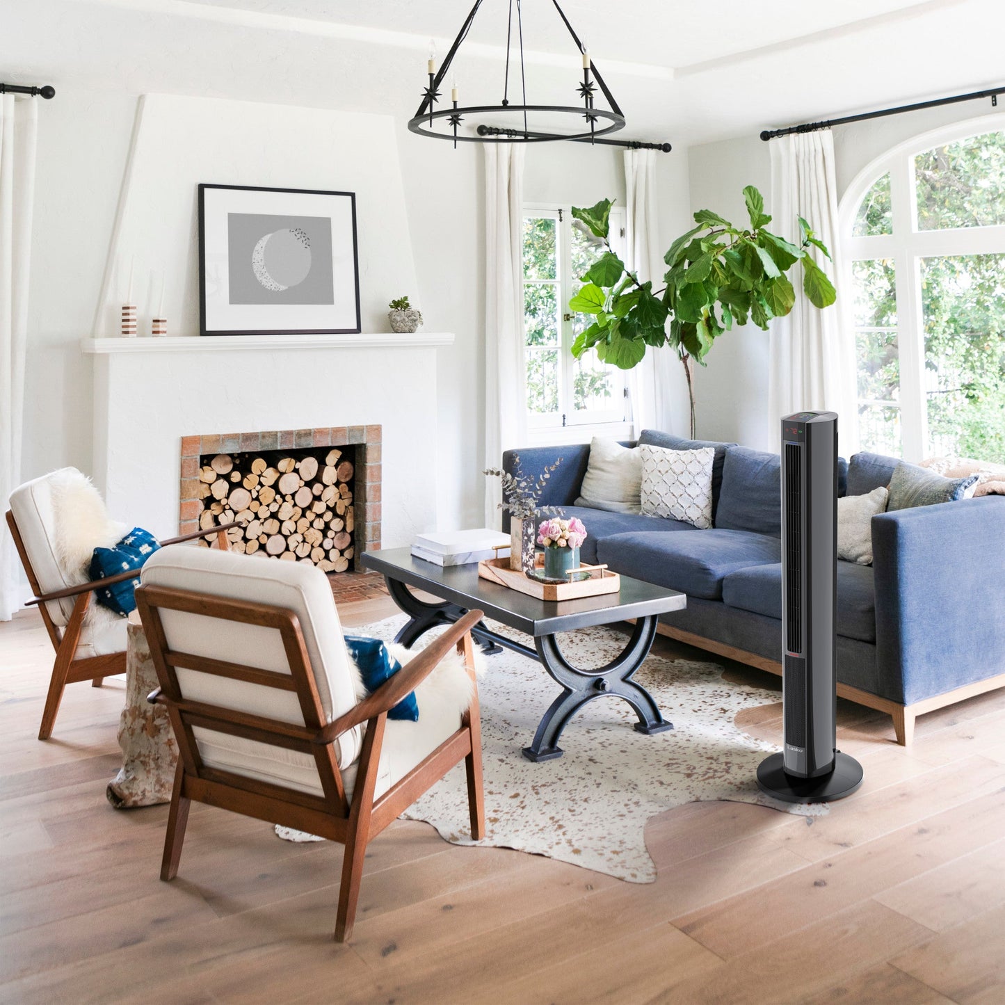 Lasko 1500W Oscillating All Season Tower Fan & Space Heater with Timer & Remote, FH610, Black