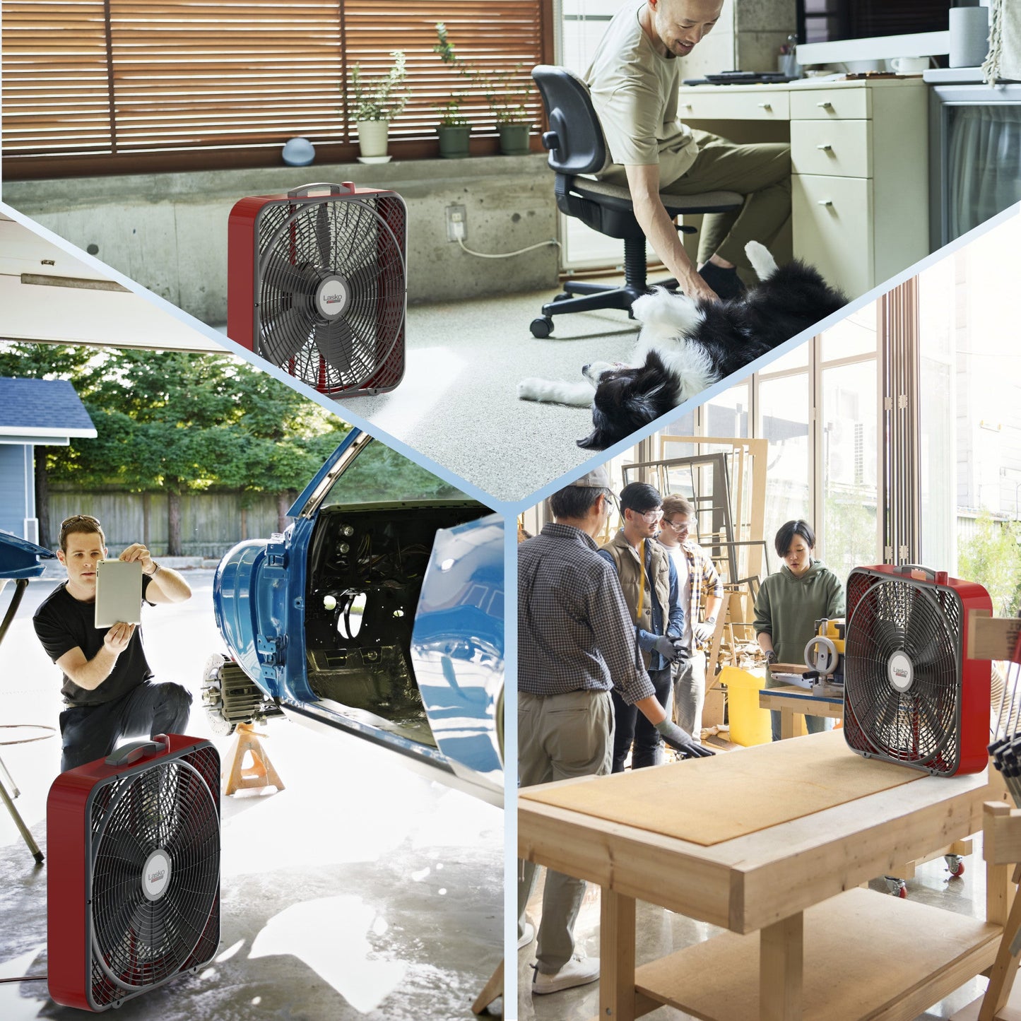 Lasko 20" 3-Speed Pro Power? Industrial Grade Box Fan, B20548, Red