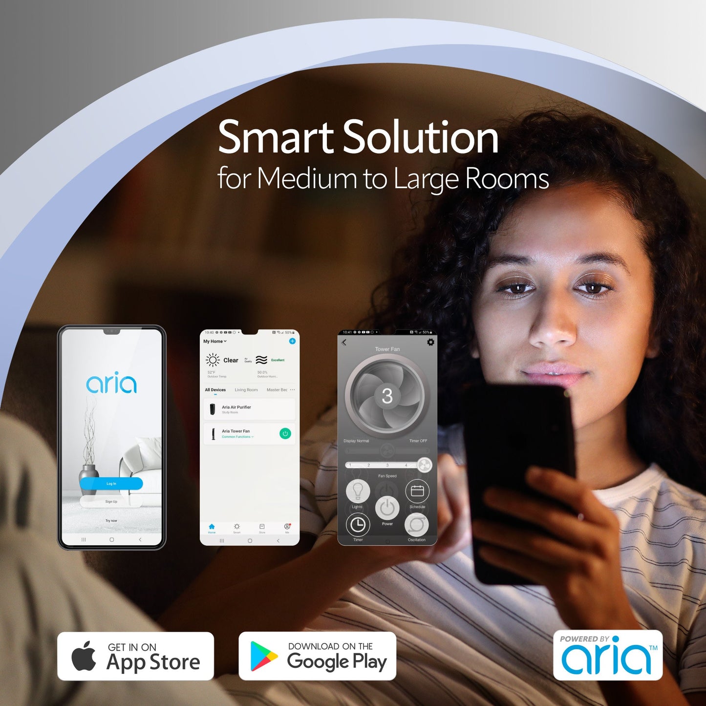 Lasko Aria? T40733 40" 5-Speed WiFi Smart Tower Fan with Dark Mode: black